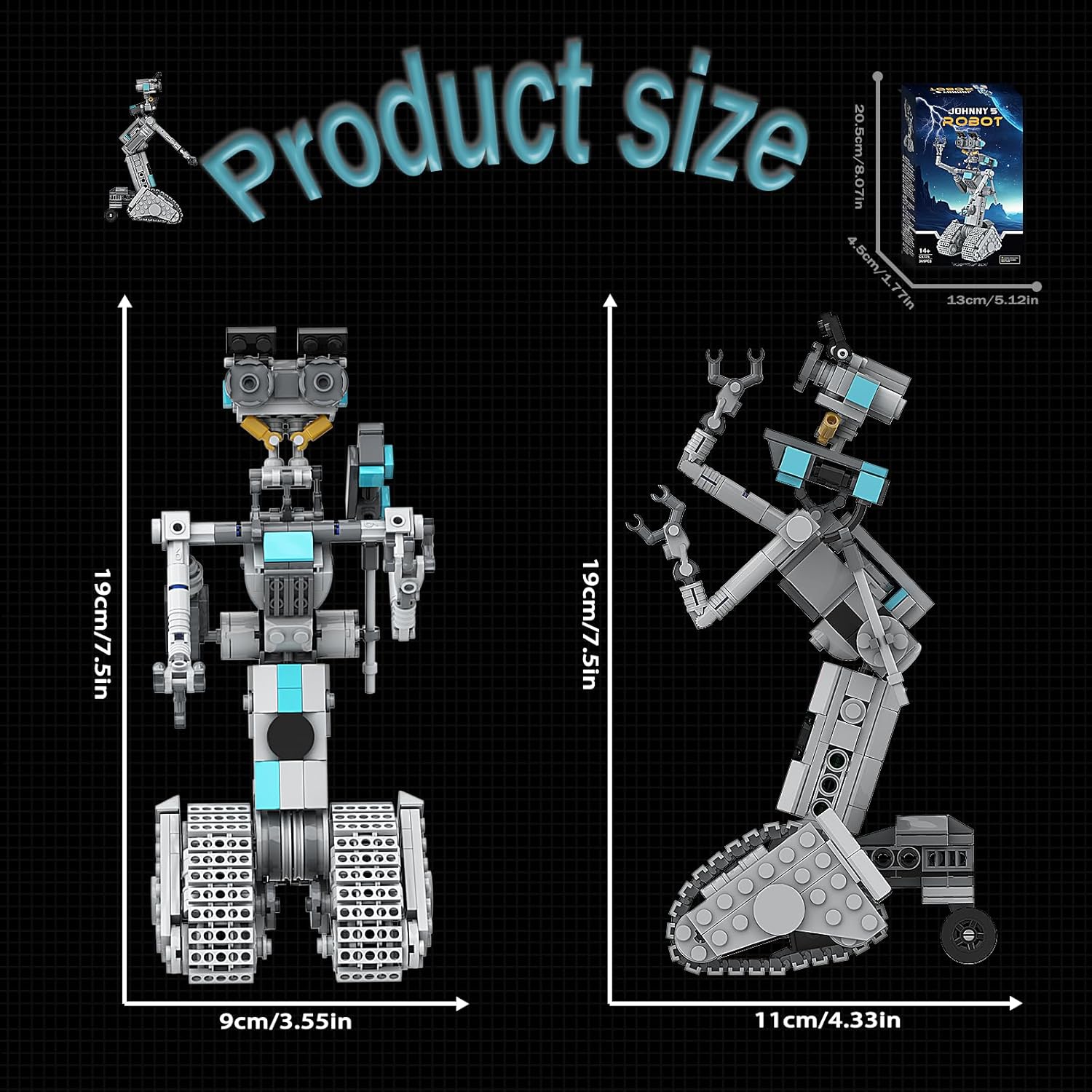 Johnny – 5 juguetes de construcción de robots, figuras de circuito abierto corto, kit de construcción de robot, decoración de ladrillos de
