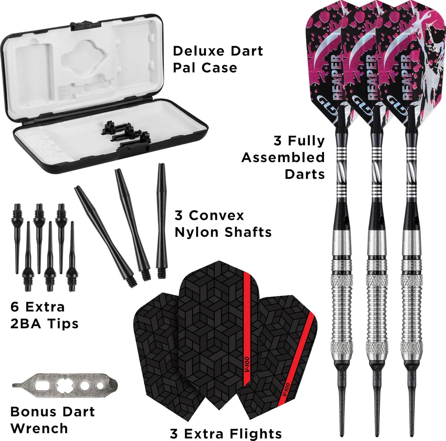 Viper Grim Reaper – Dardos de punta suave de tungsteno 80% con estuche de almacenamientoviaje