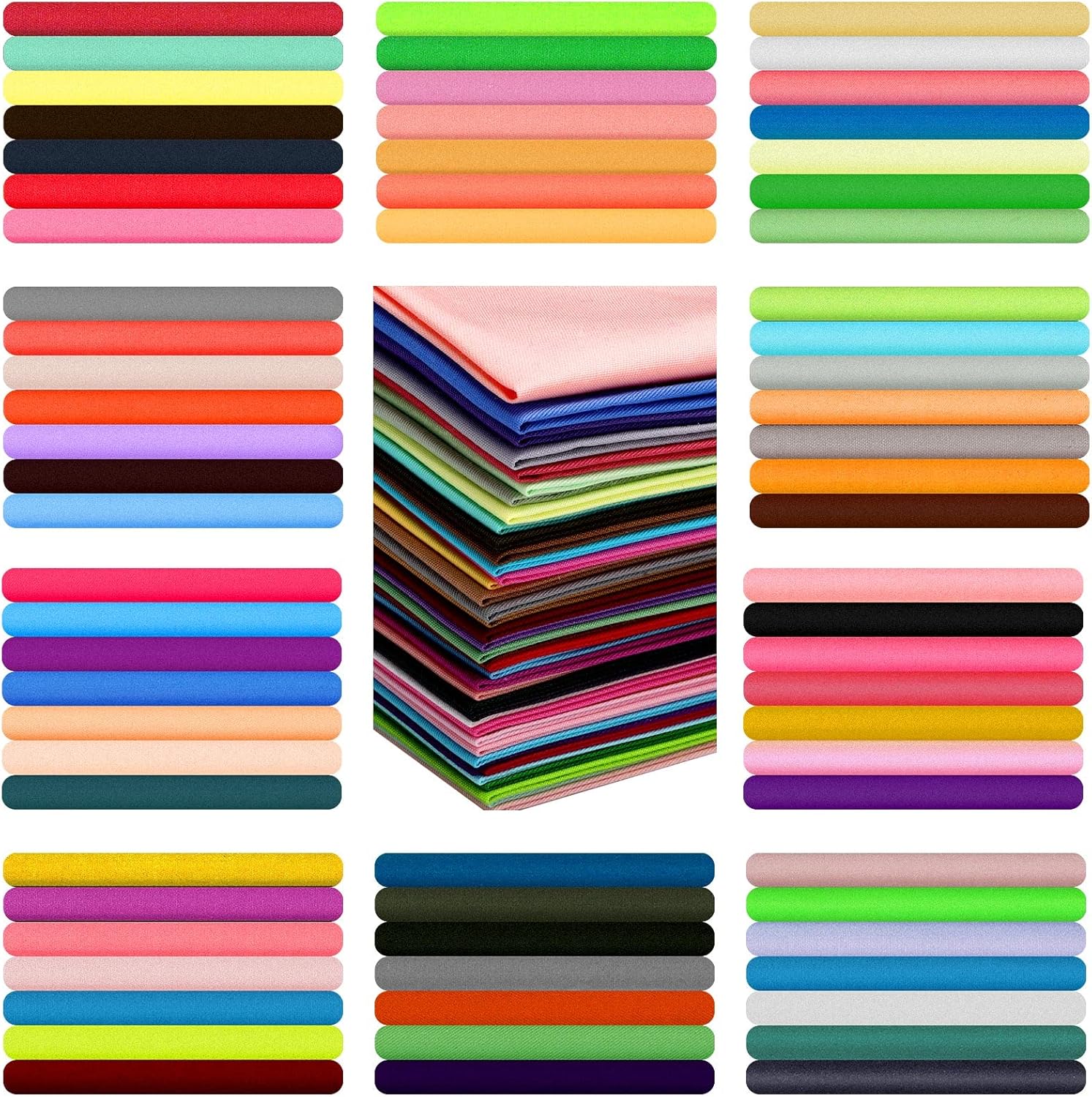 600 Pcs 4 x 4 Inch Solid Color Cotton Fabric Square Quilting Patchwork Fabric Pre Cut Multi Color Quilting Fabric Bundles for DIY Crafts Cloths