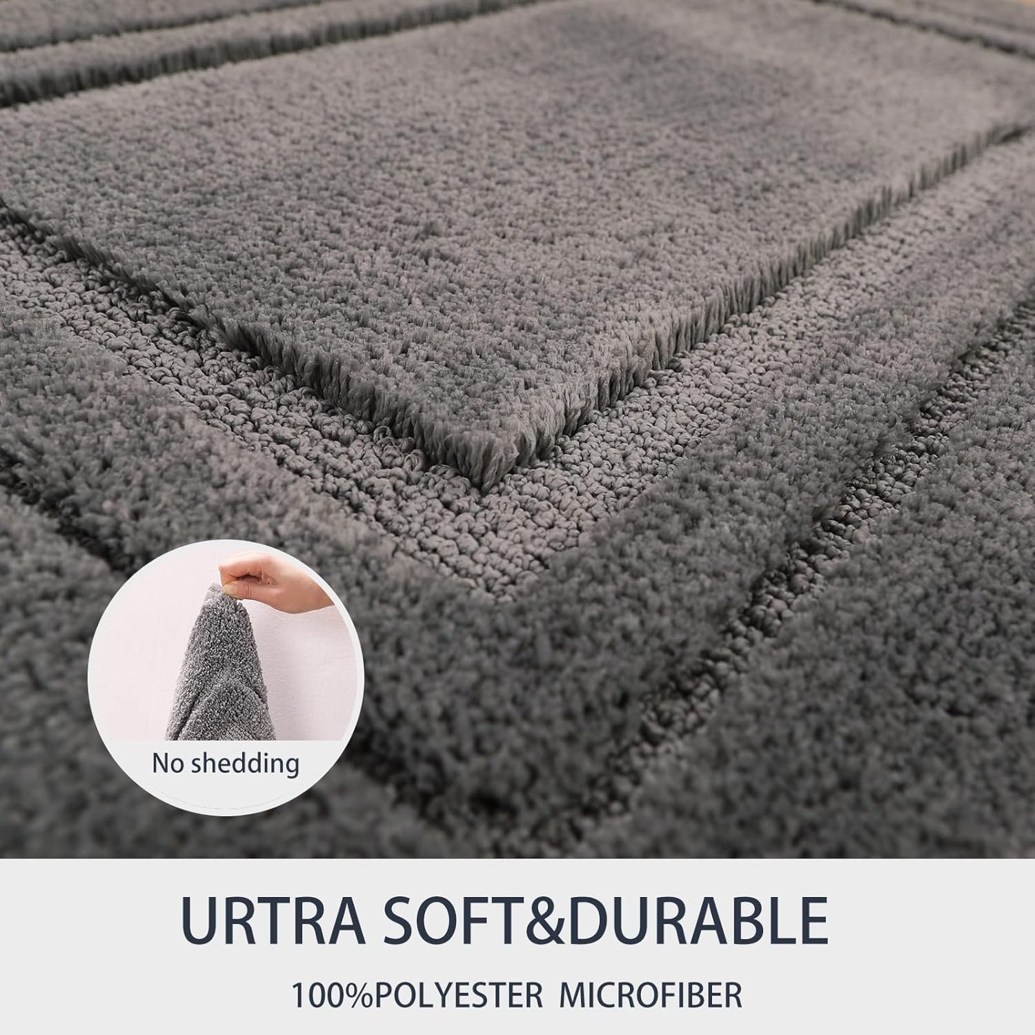 HOmatME Alfombra de baño, microfibra súper suave y absorbente de agua, antideslizante, peluda, alfombra para bañera, ducha, baño, lavable a máquina,