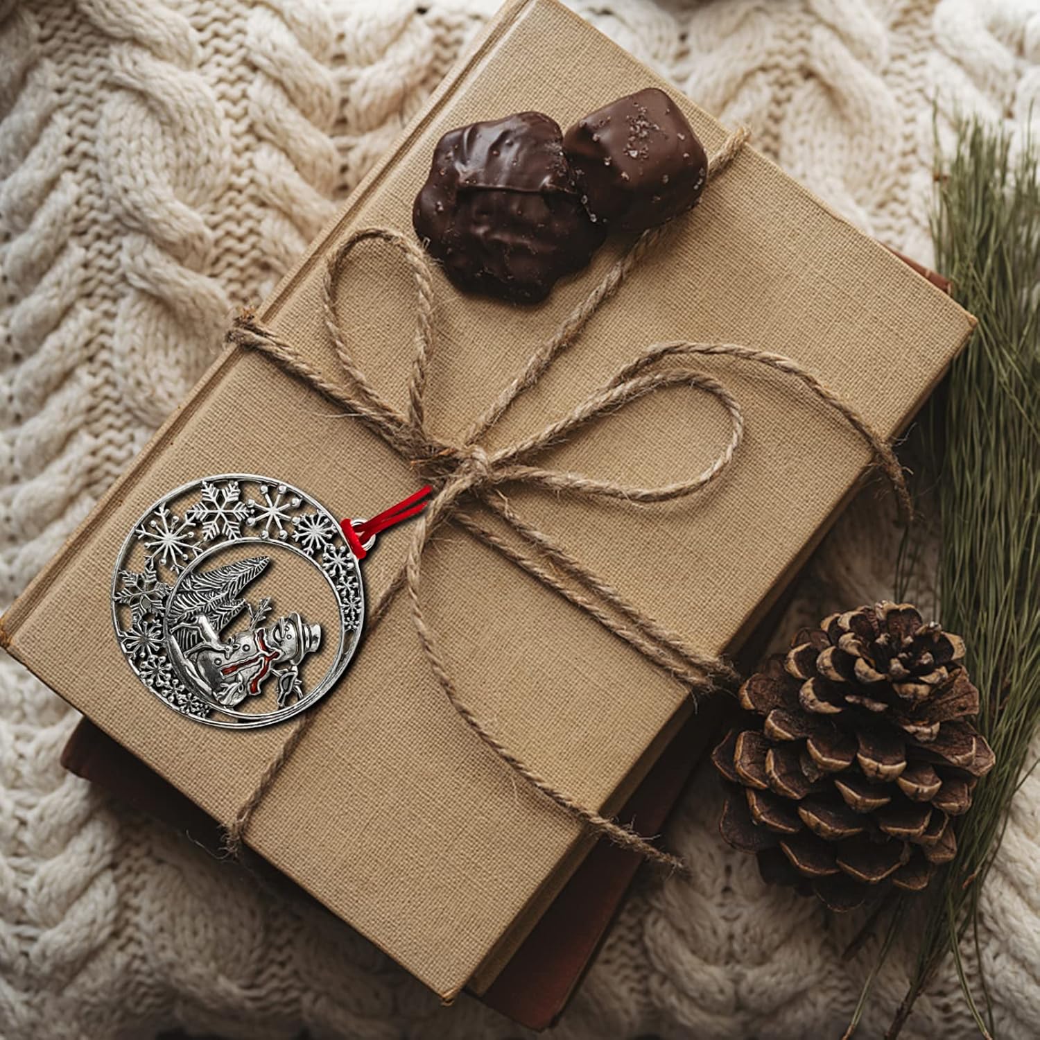 Adorno para árbol de Navidad de peltre sólido 2023, adornos hechos a mano, decoración colgante de artesanía de metal, hermosas decoraciones para