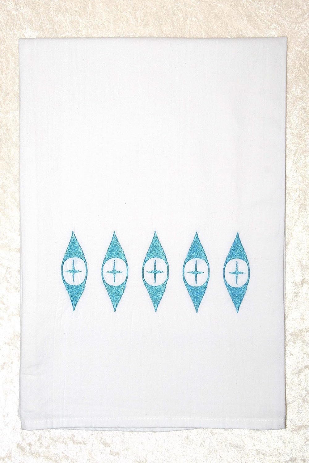 Embroidered Flour Sack Towel – Vintage Pyrex Pattern – Pyrex Eyes – 26 inch x 26 inch – Kitchen Dish Towel – Handmade by Green Acorn Kitchen