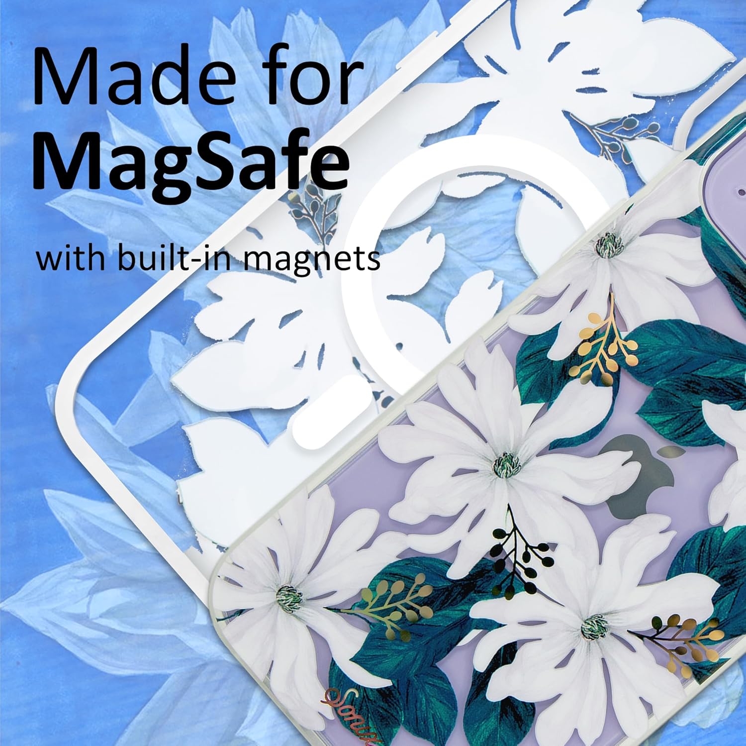 Sonix – Funda floral para iPhone 15, 14, 13, compatible con MagSafe, probada contra caídas de 10 pies, modelo Delilah (flor de dalia)
