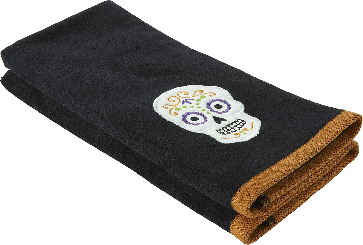 SKL Home de Saturday Knight Ltd. – Juego de toallas de mano Sugar Skull, color negro, paquete de 2
