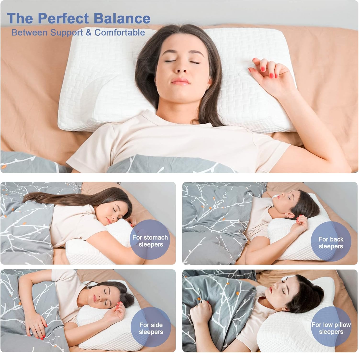 Elviros Funda de almohada cervical de espuma viscoelástica (blanco)