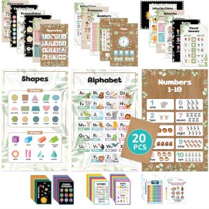 20 pósteres educativos para jardín de infantes, 11 x 17 pulgadas, carteles educativos para niños en edad preescolar, carteles de aprendizaje para 20 pósteres educativos para jardín de infantes, 11 x 17 pulgadas, carteles educativos para niños en edad preescolar, carteles de aprendizaje para