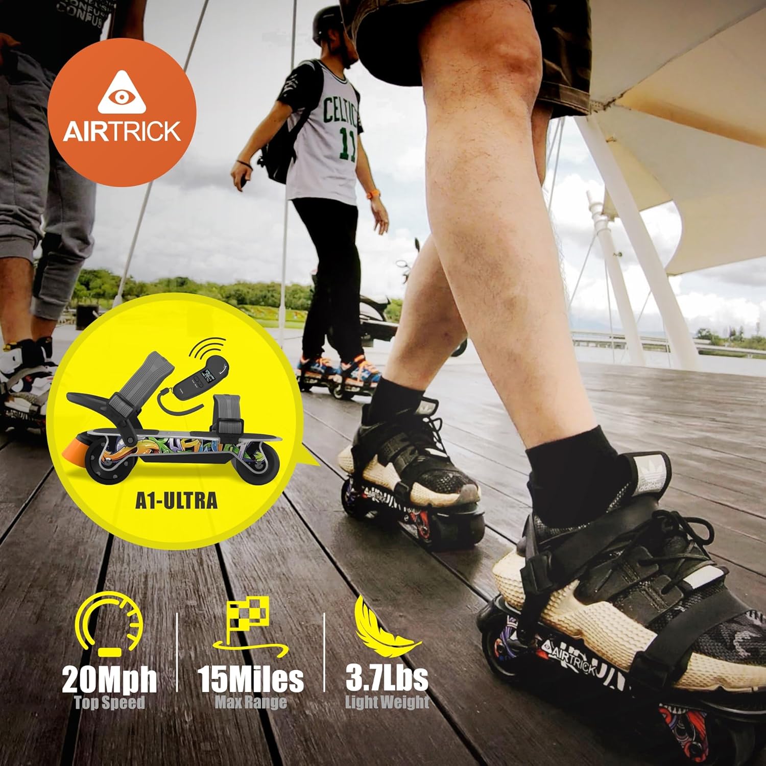 AIRTRICK Patines eléctricos A1 (Ultra), patinetas eléctricas portátiles con control remoto, velocidad máxima de 20 mph, rango de 15 millas, sistemas