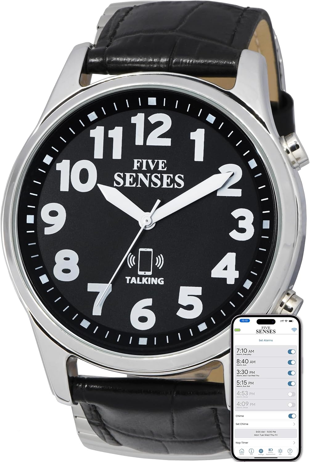 Reloj de hablar atómico inteligente jumbo con recordatorios de voz y control de aplicación para personas mayores y personas con discapacidad visual.