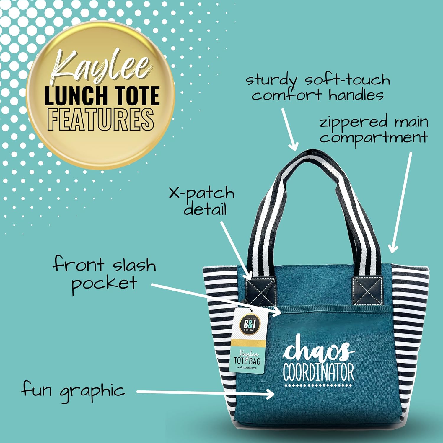 Brooke & Jess Designs Lindas bolsas de almuerzo para mujer  Bolsa de almuerzo aislada para el trabajo  Gran idea de regalo para enfermera,