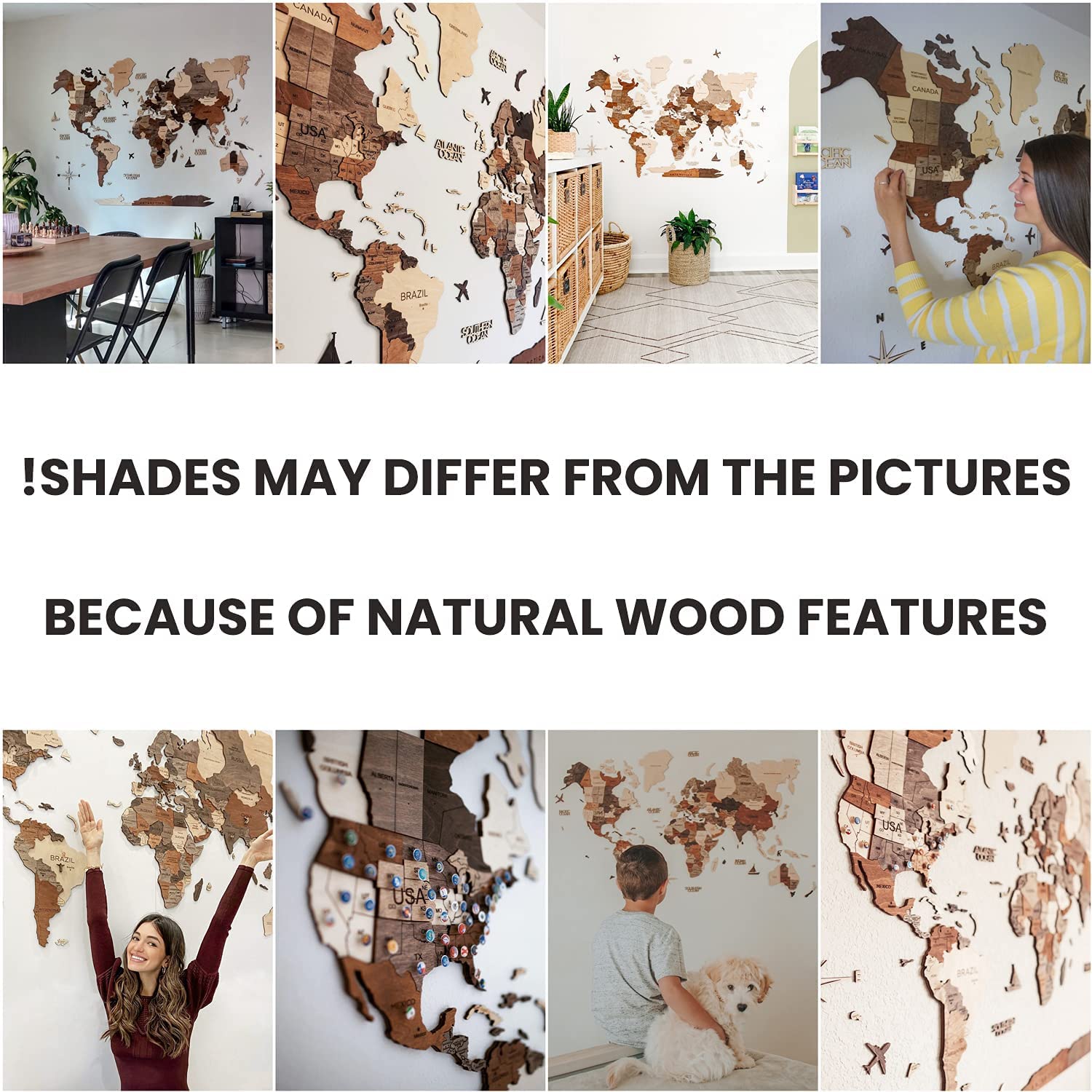 ENJOY THE WOOD 3D Wood World Map Wall Art Large Wall Décor – World Travel Map – Any Occasion Gift Idea – Wall Art For Home & Kitchen or Office