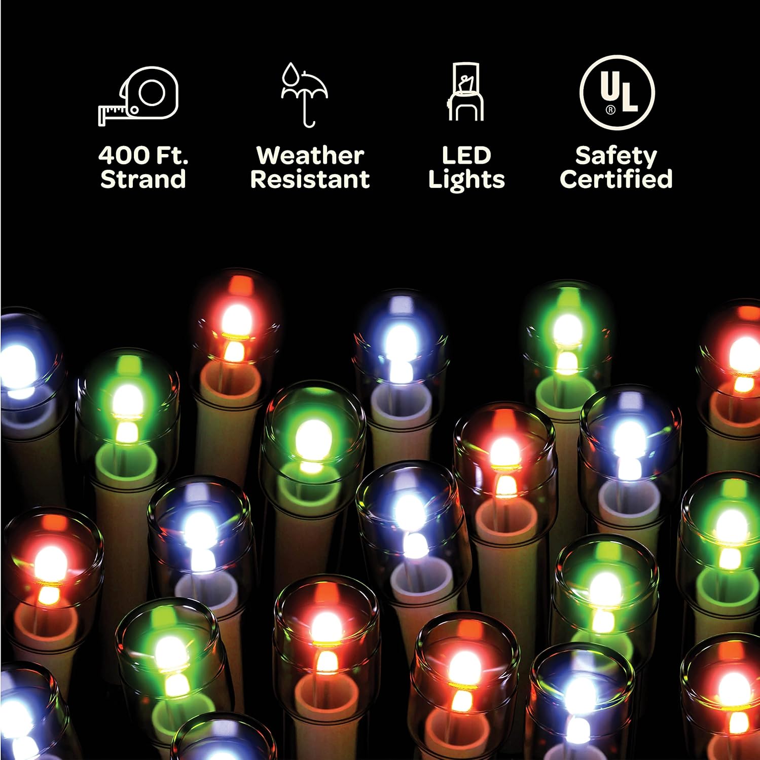 1000 luces LED de Navidad multicolor 400 pies de cadena de luces superlargas  Control remoto con 8 modostemporizadorregulable  Aprobado por UL para