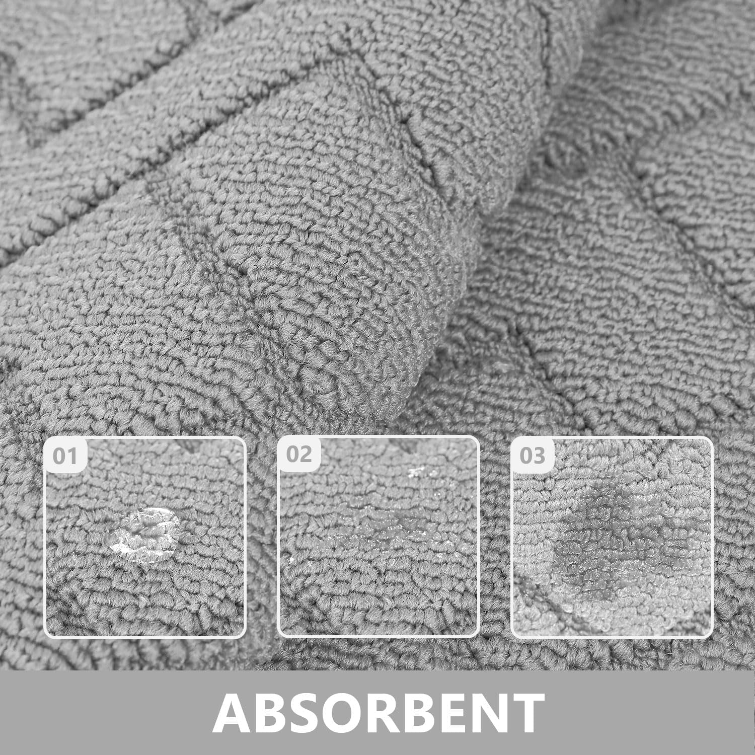 hicorfe Juego de alfombras y tapetes de cocina, 2 piezas de polipropileno súper absorbente, tapete antideslizante de polipropileno suave y cómodo,