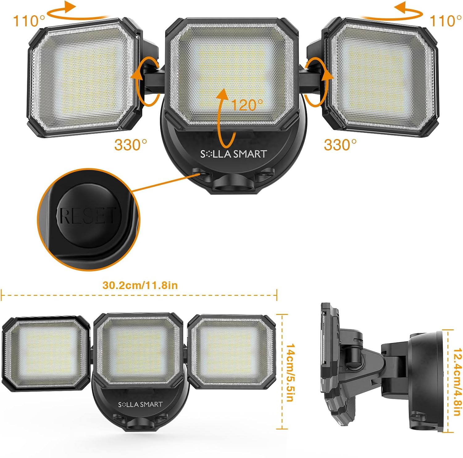Luces de seguridad de 50 W del anochecer al amanecer al aire libre, reflector LED inteligente de 7000 lúmenes, control por aplicación, blanco 2700