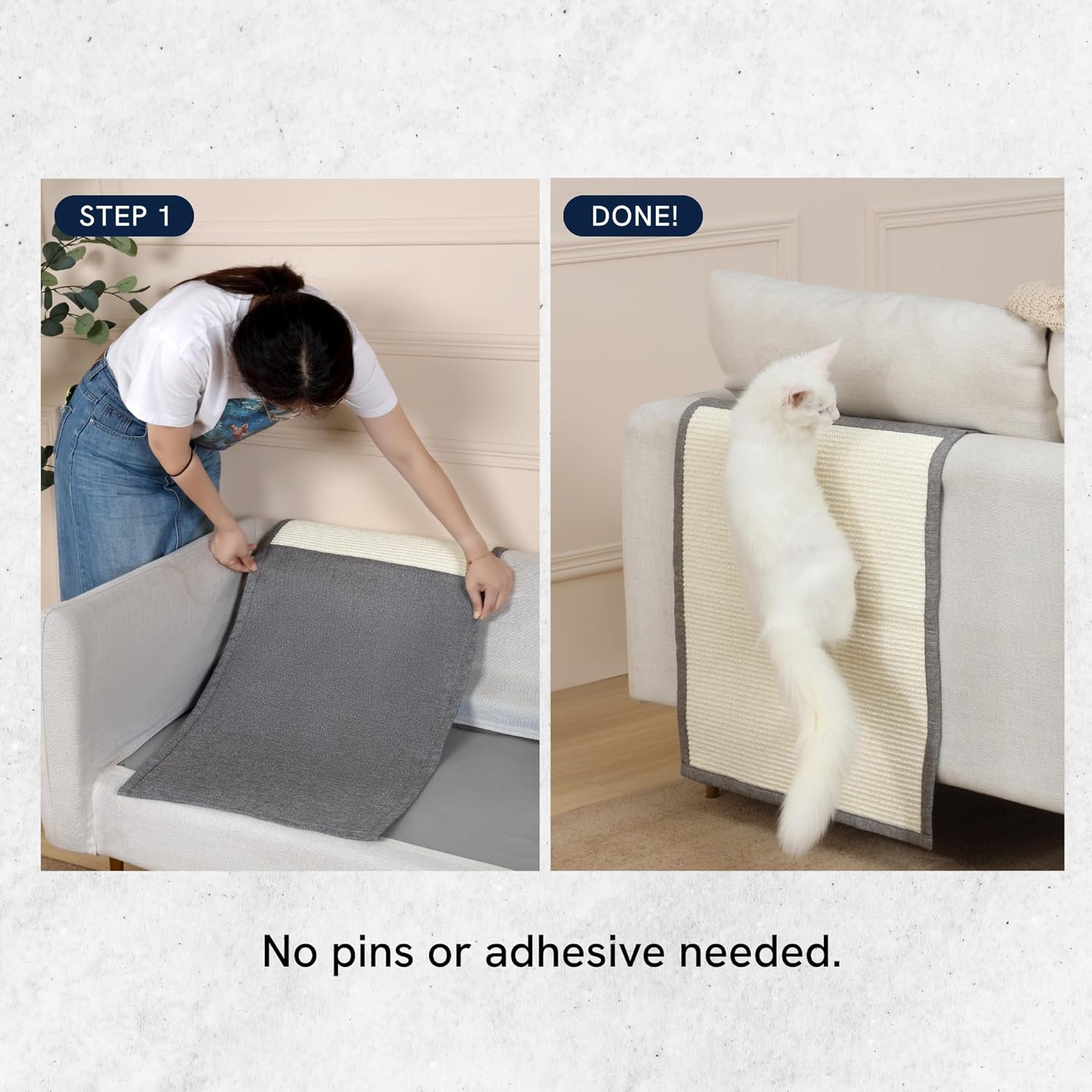 Panther Armor Protector de muebles de sisal, rascador de sisal para gatos respaldo gris Protector de muebles antiarañazos para gatos, almohadillas