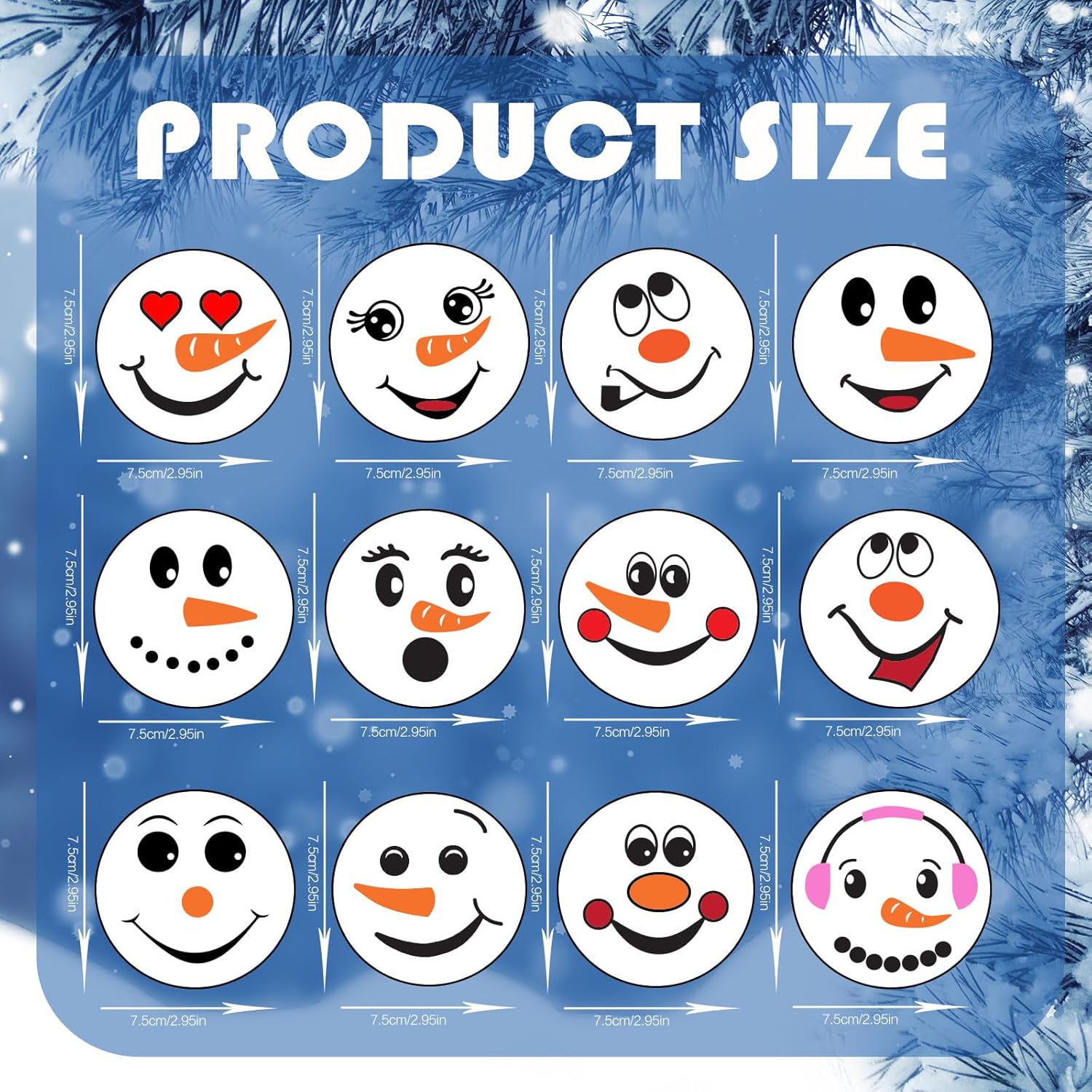24 piezas de adornos de madera con cara de muñeco de nieve de Navidad, adornos de árbol de Navidad, decoración colgante, cara de muñeco de nieve,