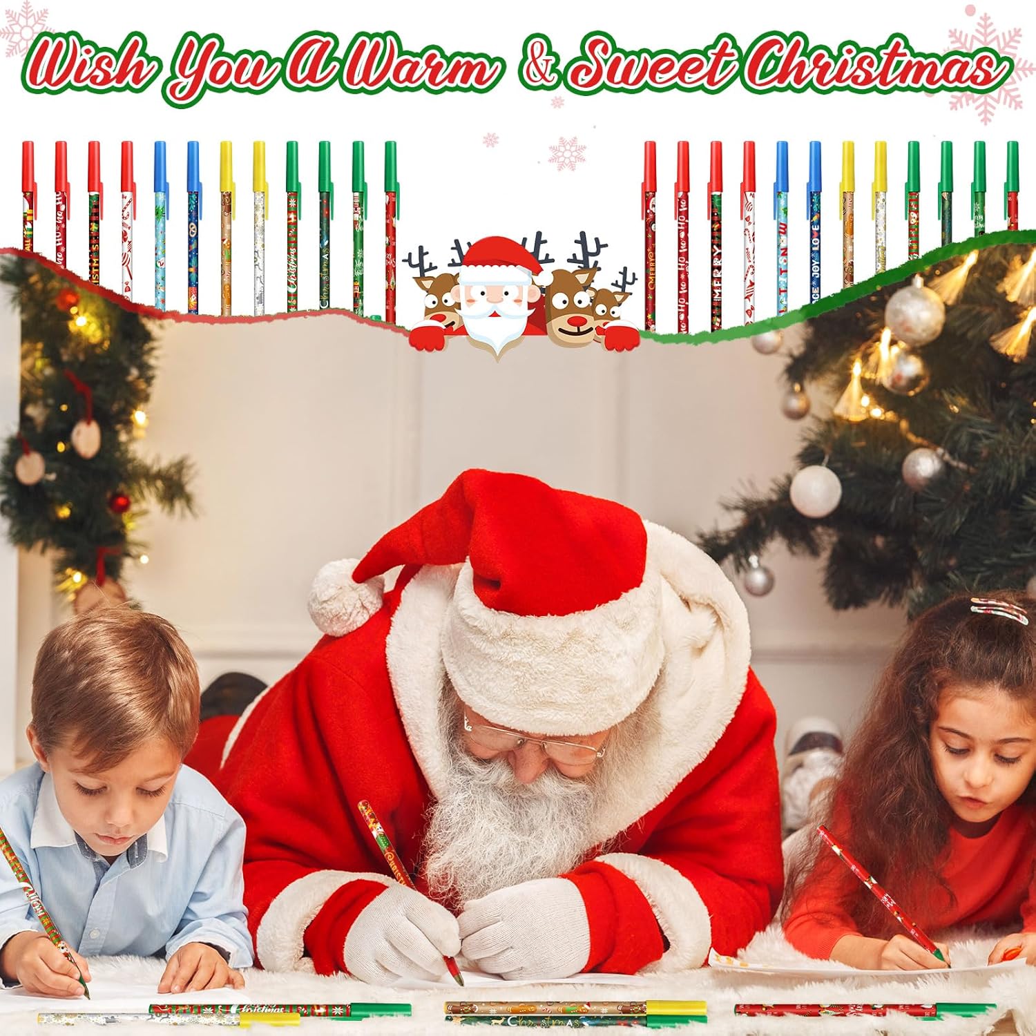 Funrous 200 bolígrafos de Navidad a granel para adultos y niños, novedosos bolígrafos de Navidad para niños y adultos, escuela, oficina, hogar,