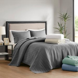 Comfort Spaces – Colcha tamaño King para todas las estaciones, con diseño de costuras doble cara, manta de verano suave a juego con fundas de Comfort Spaces – Colcha tamaño King para todas las estaciones, con diseño de costuras doble cara, manta de verano suave a juego con fundas de