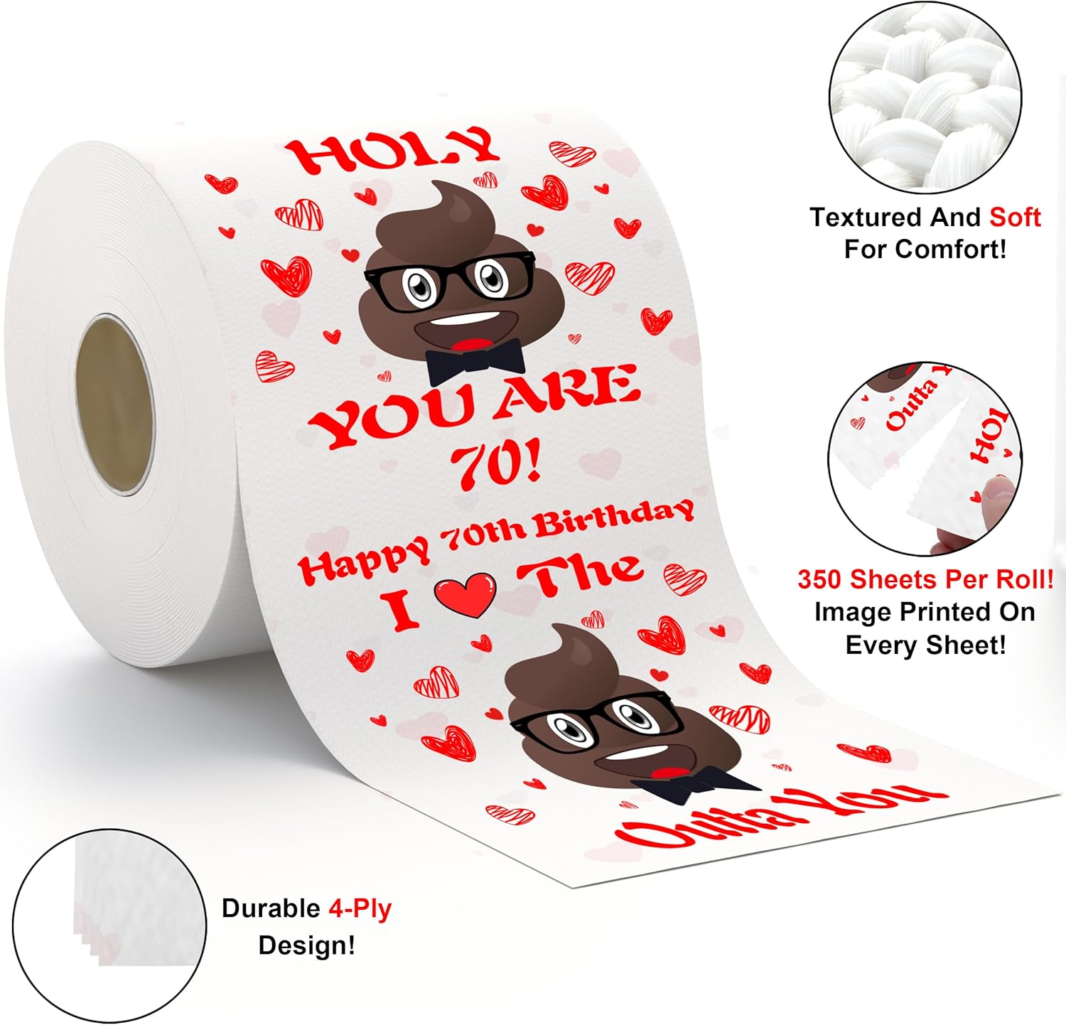 Papel higiénico de cumpleaños 70, regalos de cumpleaños 70 para él y ella, decoraciones de cumpleaños 70 para ella y él, decoraciones de cumpleaños