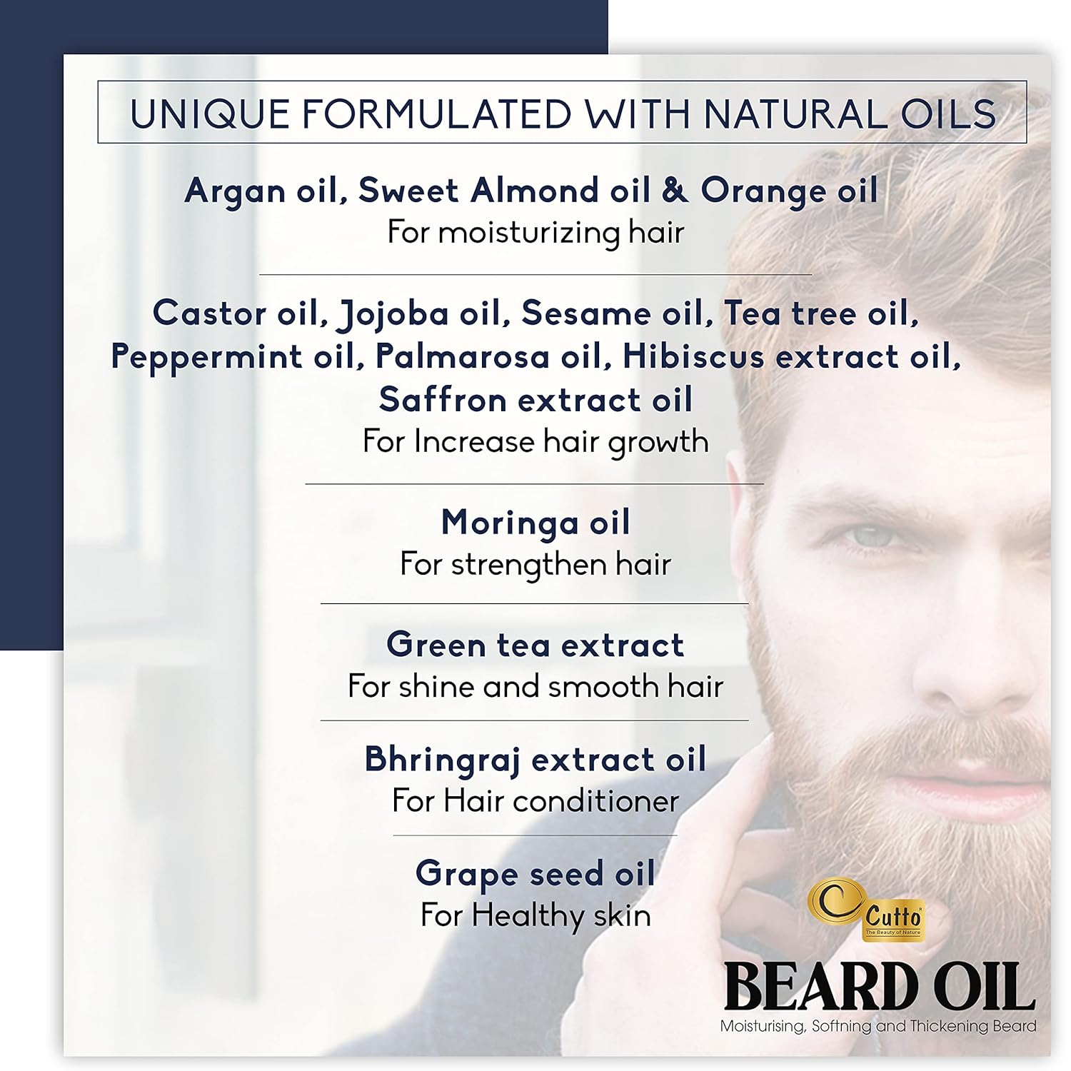 Aceite para barba  2.03 Fl.oz60 ML I Único para caballero I Mejor para estilizar modelado y crecimiento Bigote I Nutrir, humectar y acondicionar la