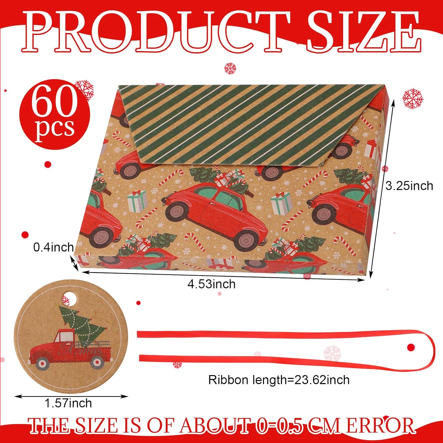 Yeaqee 60 juegos de cajas de tarjetas de regalo de Navidad, cartón, soporte para tarjetas de regalo de Navidad, cajas de regalo de Navidad, caja de