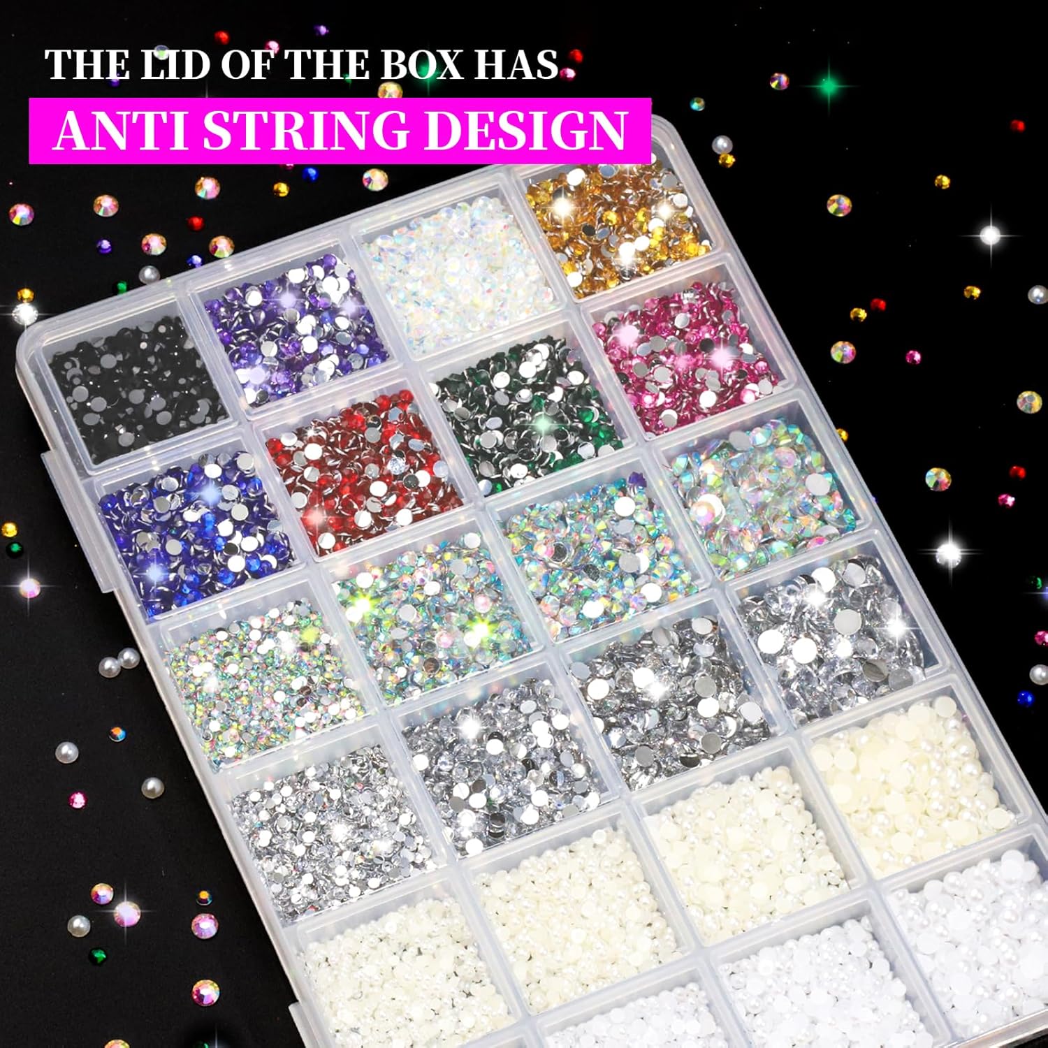 YGDZ Diamantes de imitación, 10000 piezas de diamantes de imitación para uñas, diamantes de imitación para manualidades, uñas, perlas de uñas,
