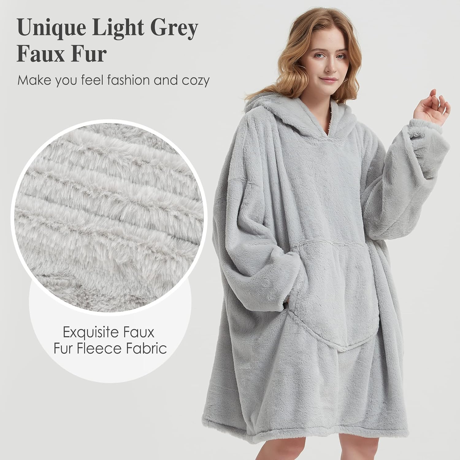 Softan Manta con capucha, manta de gran tamaño para adultos, mujeres y hombres, sudadera con capucha súper cálida y suave, sudadera de piel