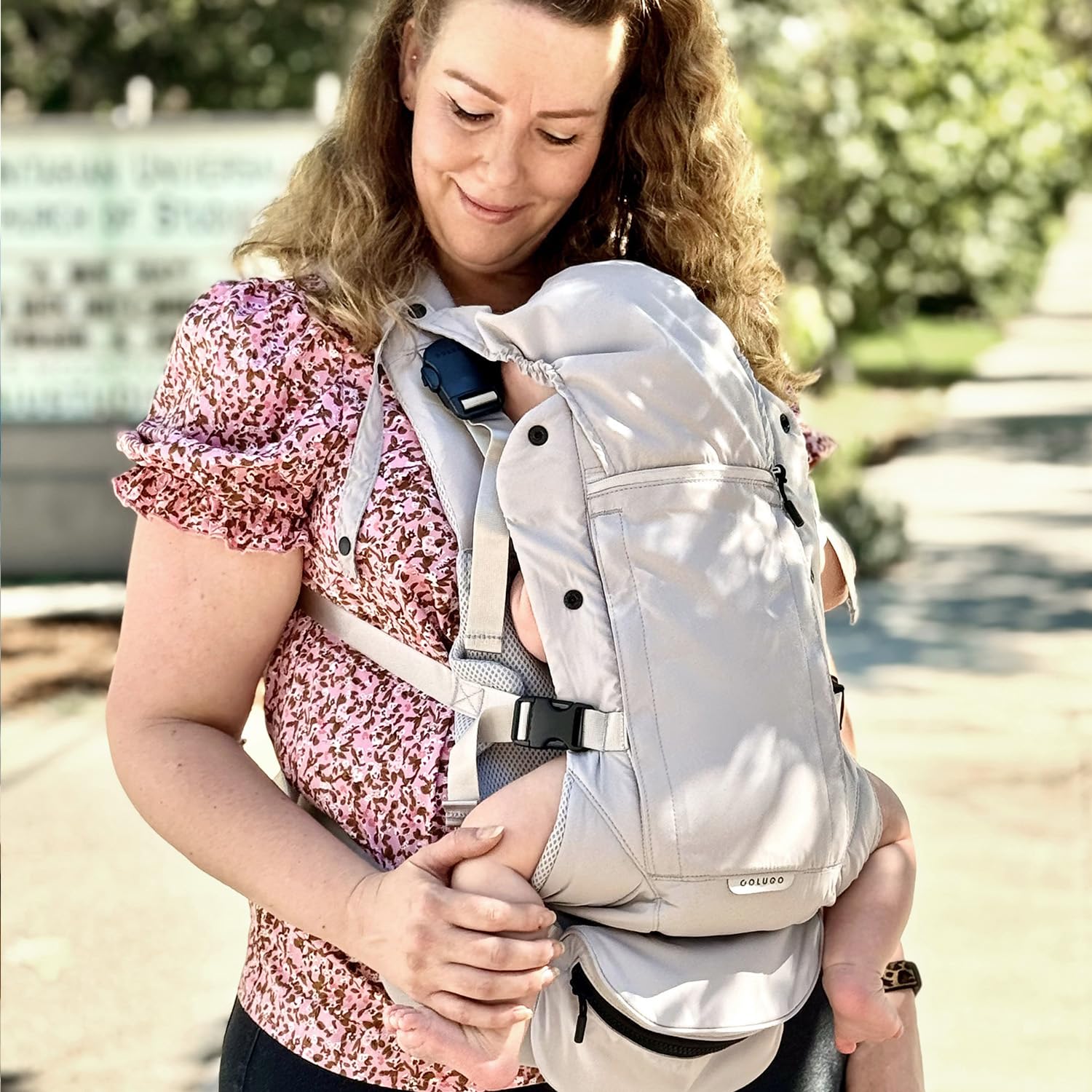 Portabebés – Portabebés para recién nacidos a niños pequeños, ajustable, ligero, transpirable para recién nacidos hasta 33 libras (gris frío)