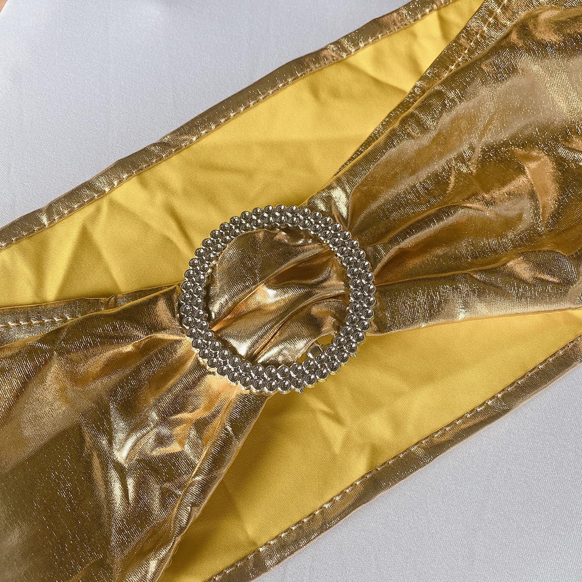 Bandas elásticas de Spandex para sillas con hebilla deslizante para decoración de boda, no incluye las fundas color blanco, 50 piezas