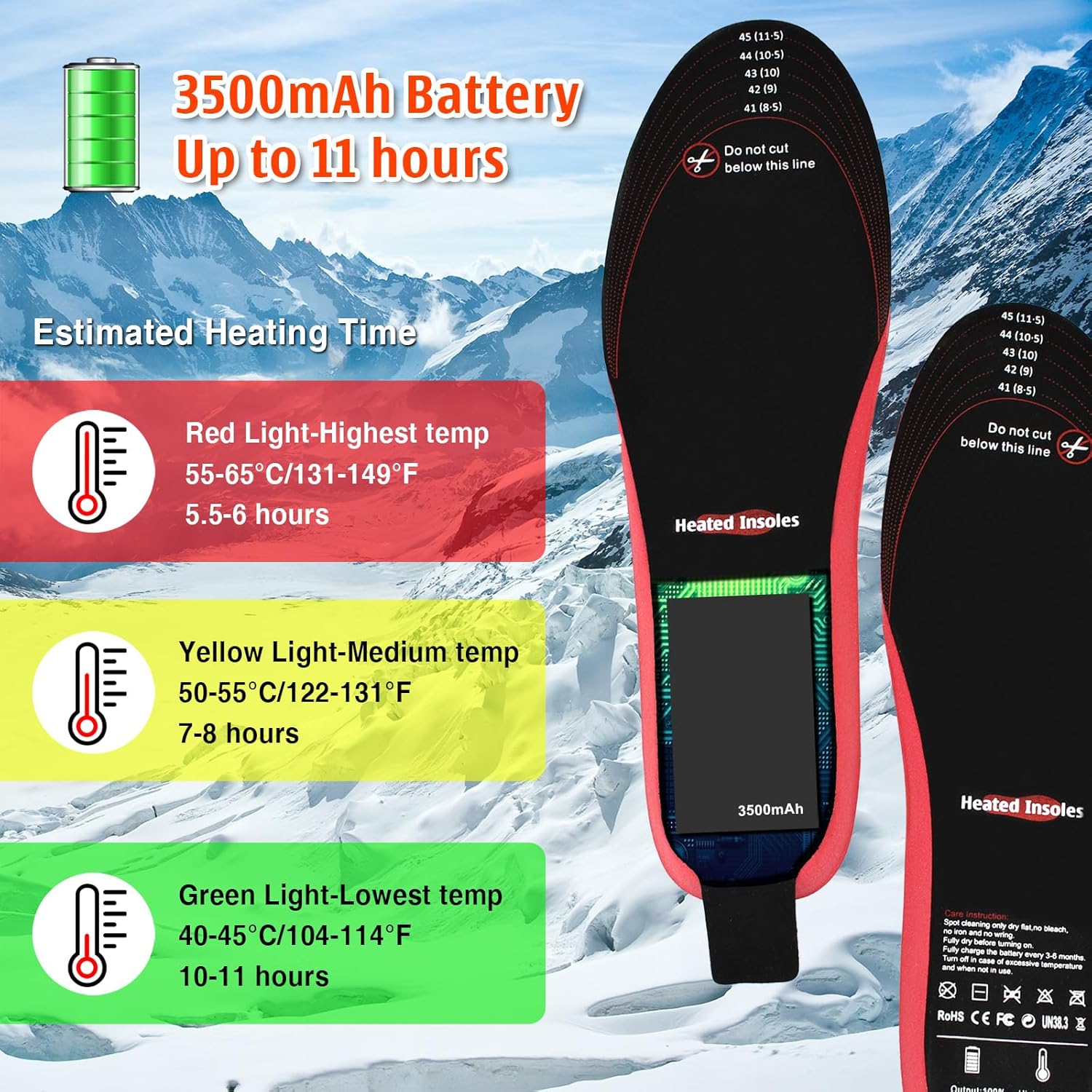 Zroezroe Plantilla térmica eléctrica recargable, suave y transpirable calentadores de pies con control remoto para camping, esquí, caza, pesca,