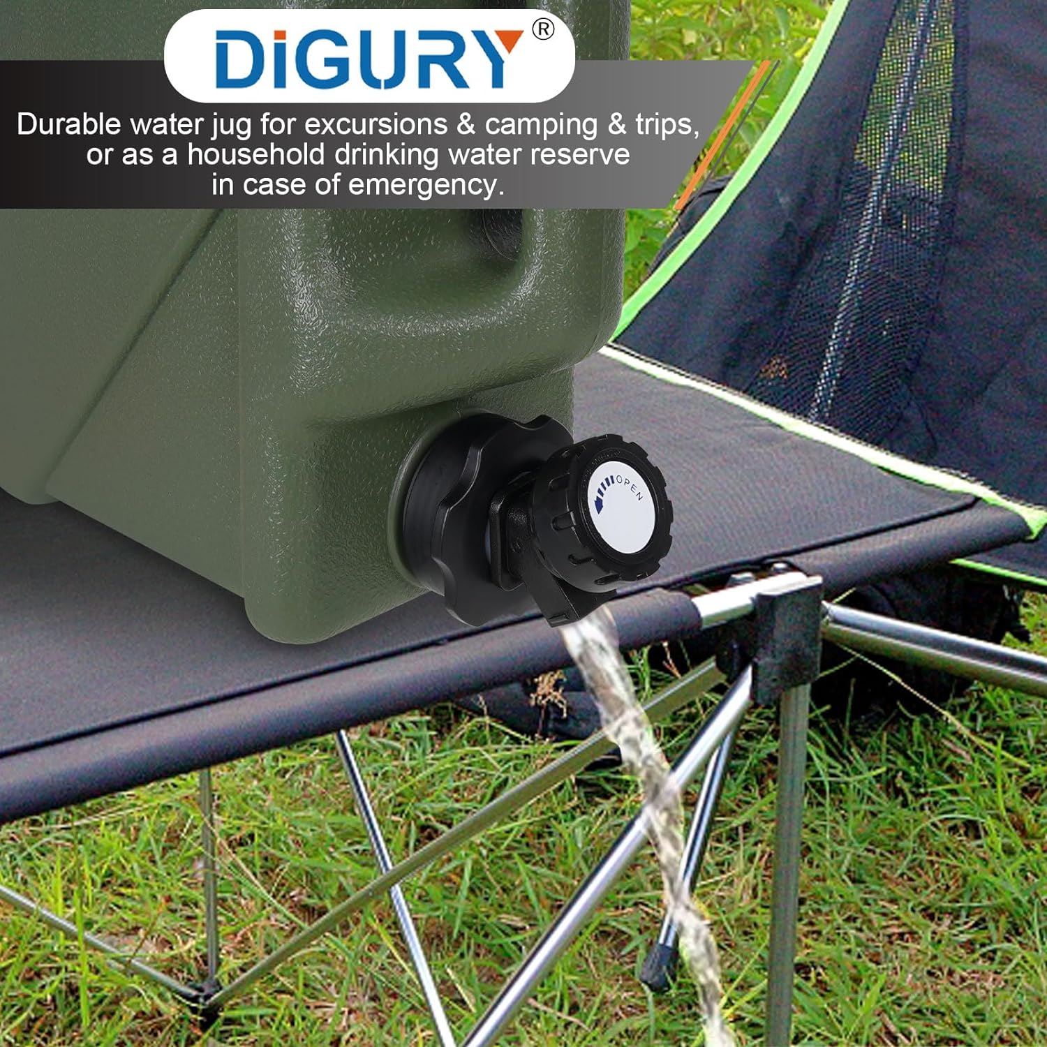 Jarra de agua para camping, contenedores de agua de 2.6 galones, sin BPA, almacenamiento de agua con espita sin fugas, portátil, tanque de agua de