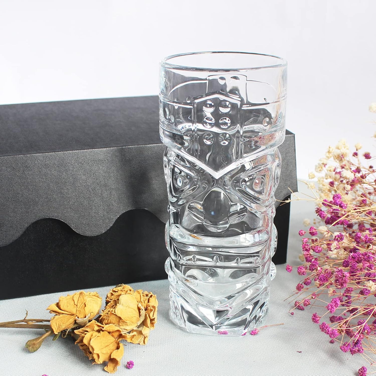 Paquete de 2 vasos Tiki hawaianos de 14 onzas para cócteles, limonada, té helado, bebidas mixtas, tazas Tiki modernas de bar, tazas Tiki, tazas de
