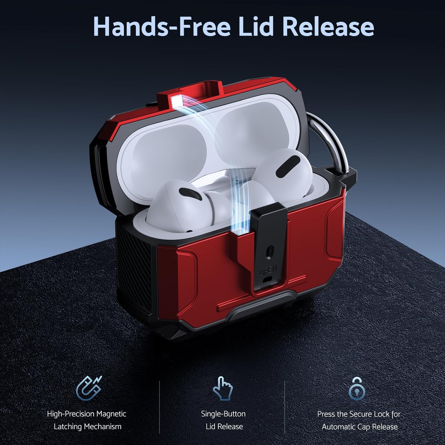 DASFOND Armor – Funda rígida de grado militar para Airpods Pro, protección de cuerpo completo a prueba de golpes, soporte de carga inalámbrica con