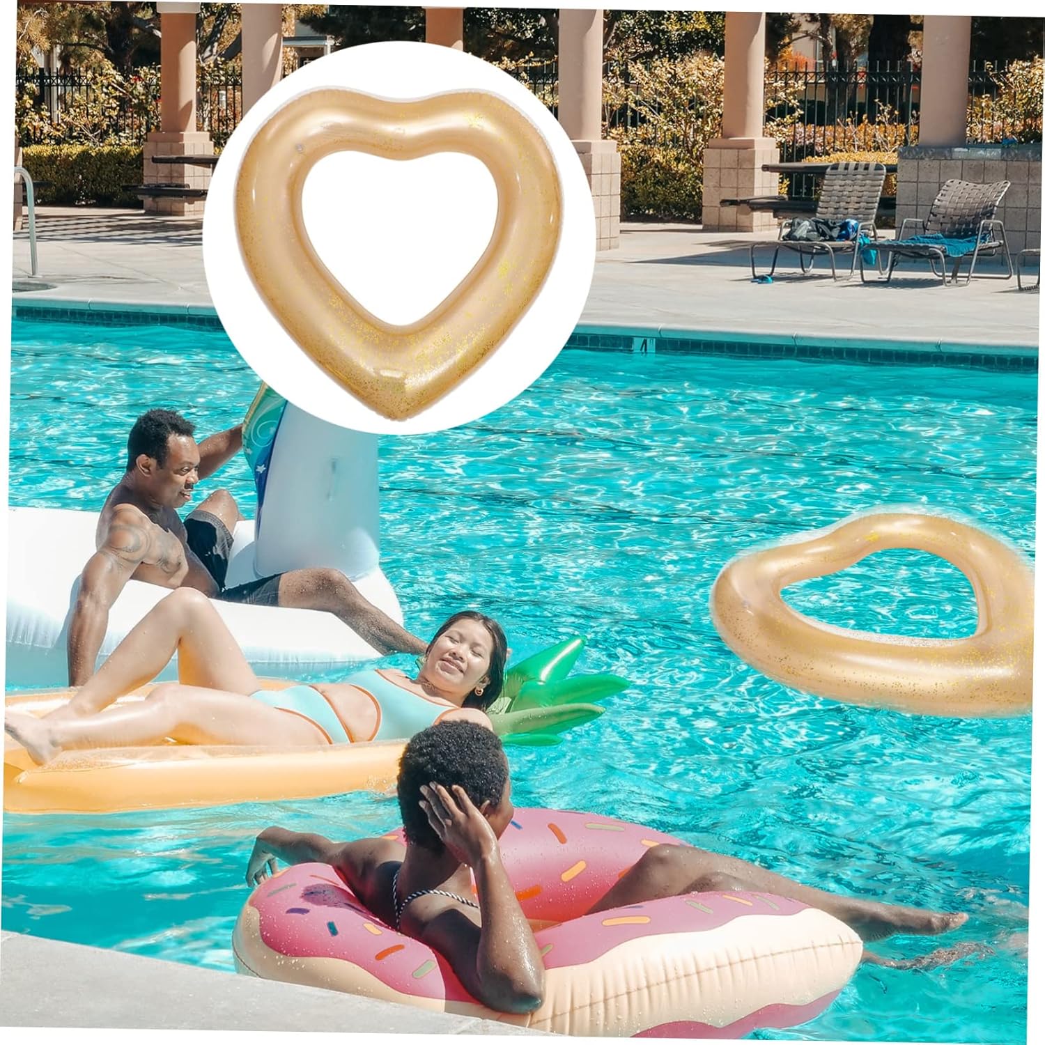 FELTECHELECTR Anillo de natación en forma de corazón Juguete de verano Kidcraft Playset Baby Summer Toys Kids Pool Kids Swim Ring Beach Party