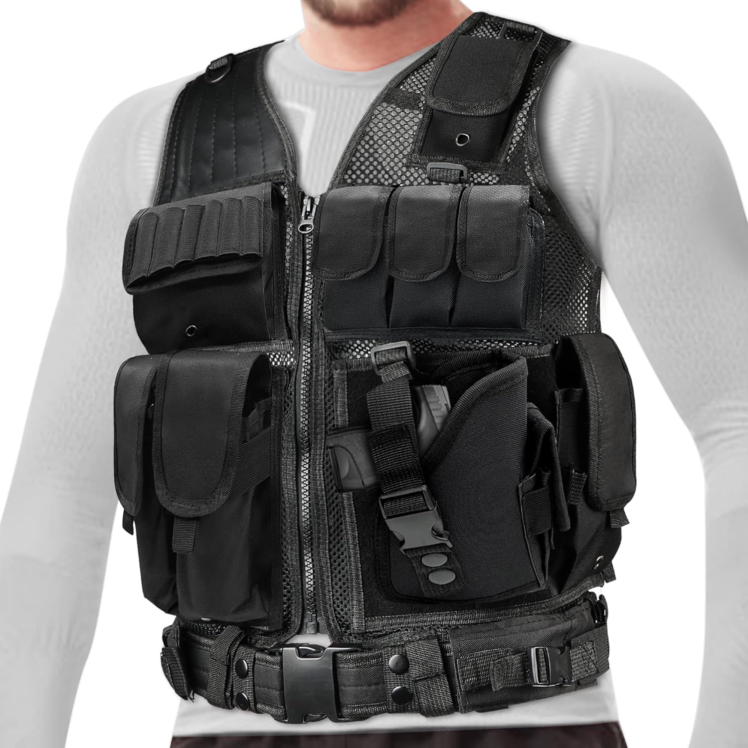 Chaleco de Airsoft para adultos, ajustable, S-XXXXL, chaleco táctico para hombres, ligero, transpirable, nailon 600D, chaleco de combate juvenil