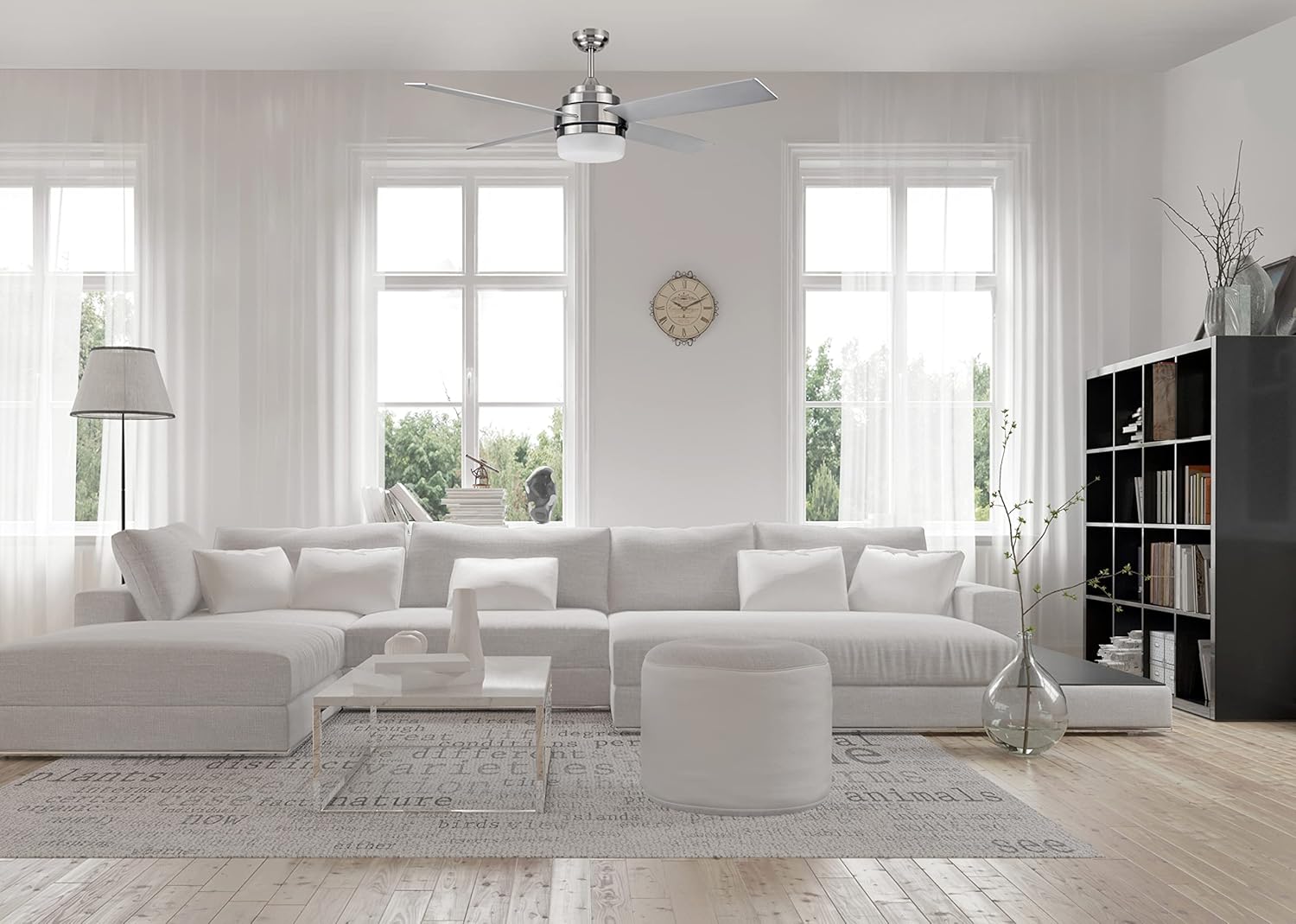 Design House 157354-BN Cali Ventilador de techo contemporáneo para interiores de 52 pulgadas con kit de luz LED, control remoto, níquel cepillado