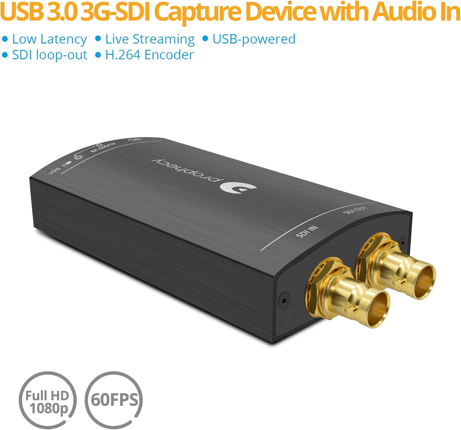 gofanco Dispositivo de tarjeta de captura de video SDI Prophecy a través de USB 3.0 – Señales 3GHDSD-SDI, captura y transmite a 1080p 60Hz con bucle
