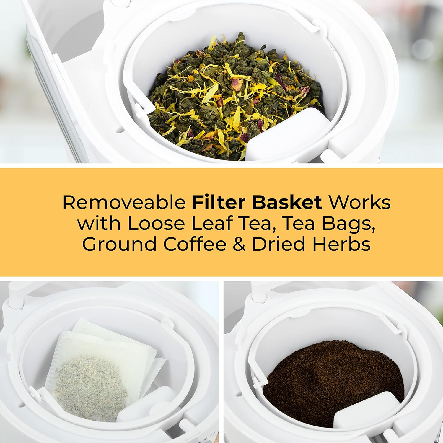 Nostalgia Sistema de preparación de té helado y café de 3 cuartos con jarra de doble aislamiento, selector de fuerza y cámara infusora, también