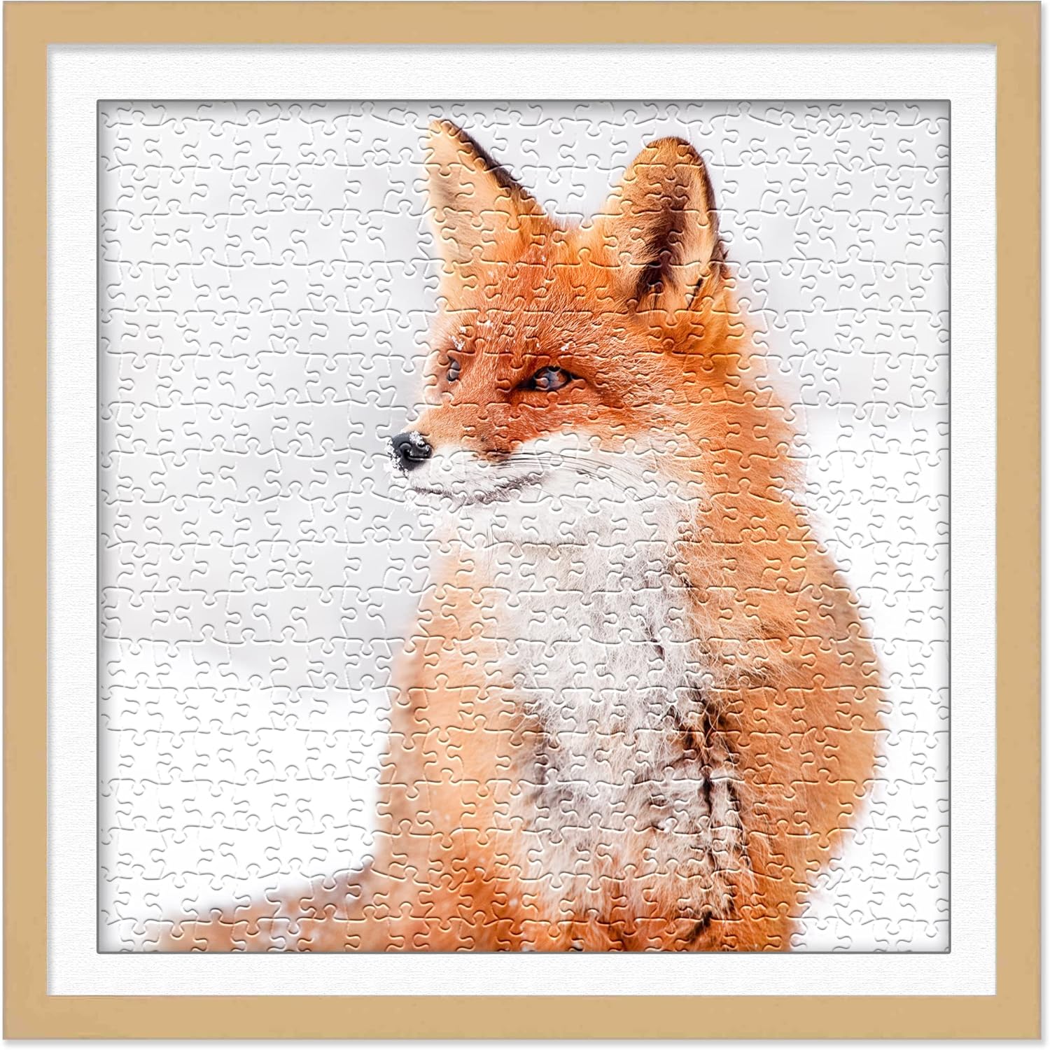 Poster Palooza Marco para rompecabezas de 20 x 20 pulgadas, marco de madera natural con paspartú (blanco) hecho para exhibir rompecabezas de 20 x 20