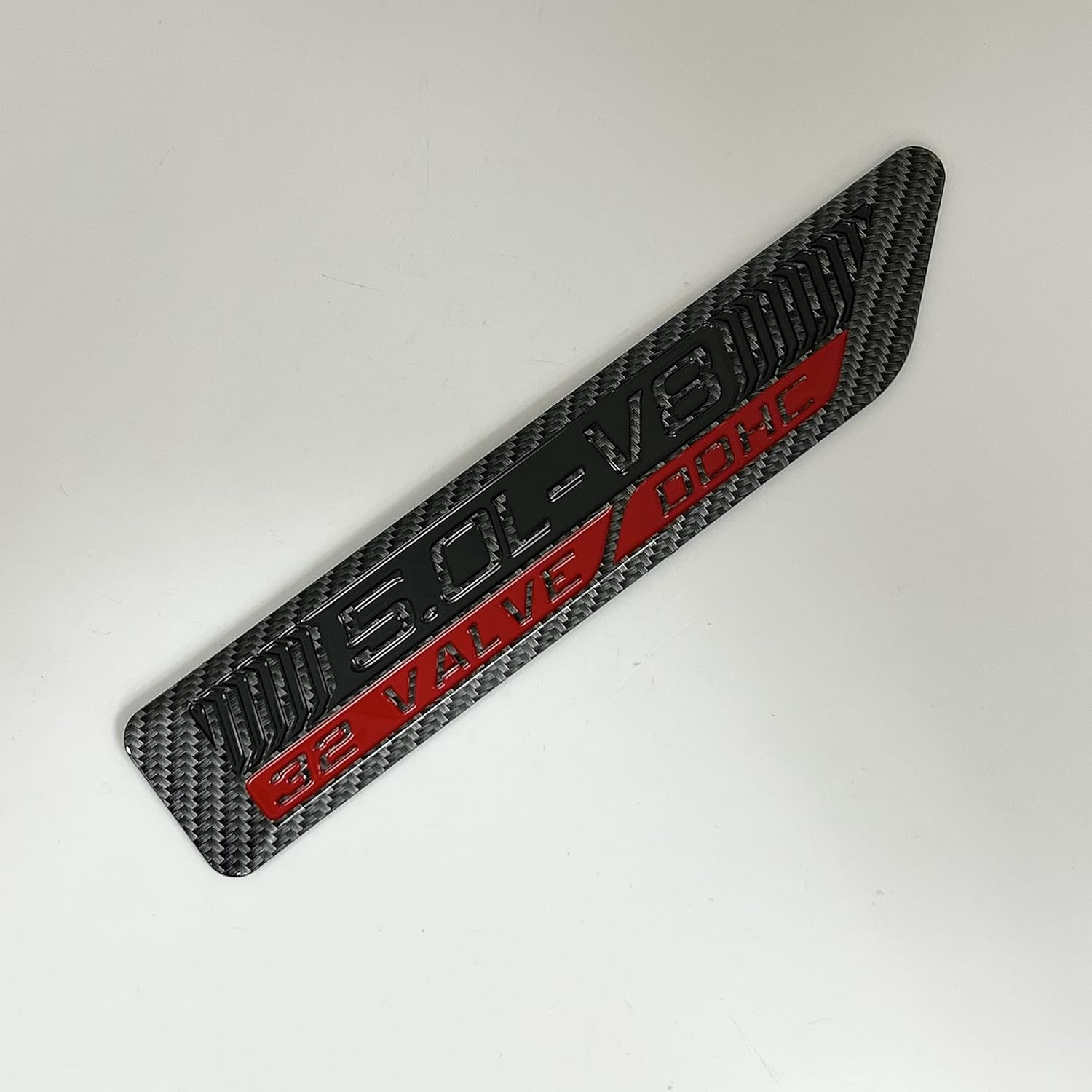 5.0L-V8 32 válvulas DOHC Emblema personalizado premium S550 Coyote Platform Soler Performance Badge (fibra de carbono – rojo) Compatible