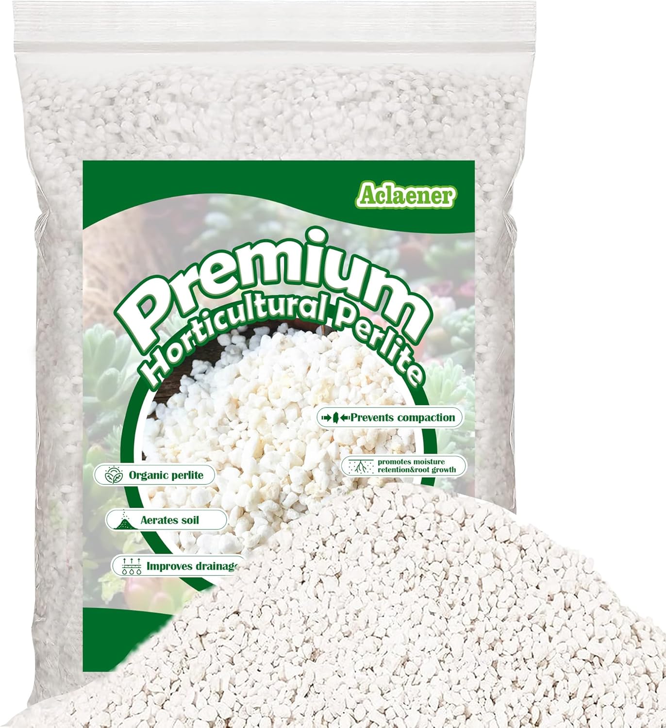 Aclaener Perlita orgánica de 2 cuartos de galón para plantas, mezcla de acondicionador de aditivo natural para suelos hortícolas, mejora el drenaje