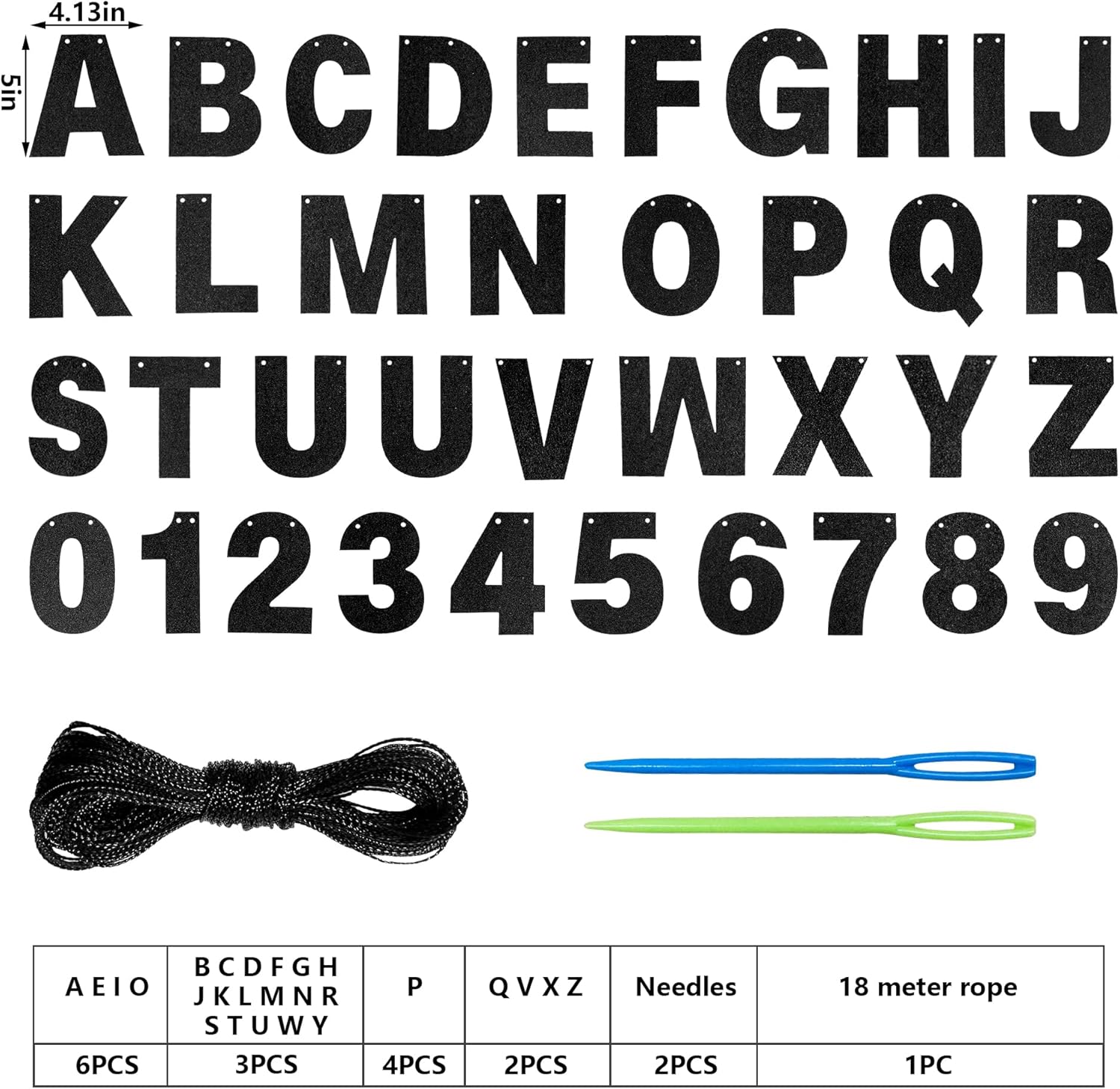 Kit de pancarta de bricolaje con letras con purpurina, letras negras personalizables, pancartas de cumpleaños, pancarta de graduación, pancarta