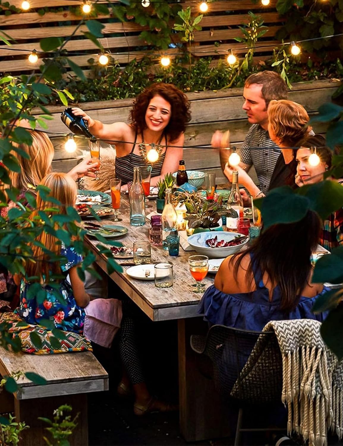 Guirnalda de luces para exteriores, iluminación de patio de 25 pies con bombillas G40 inastillables, luces colgantes conectables impermeables para