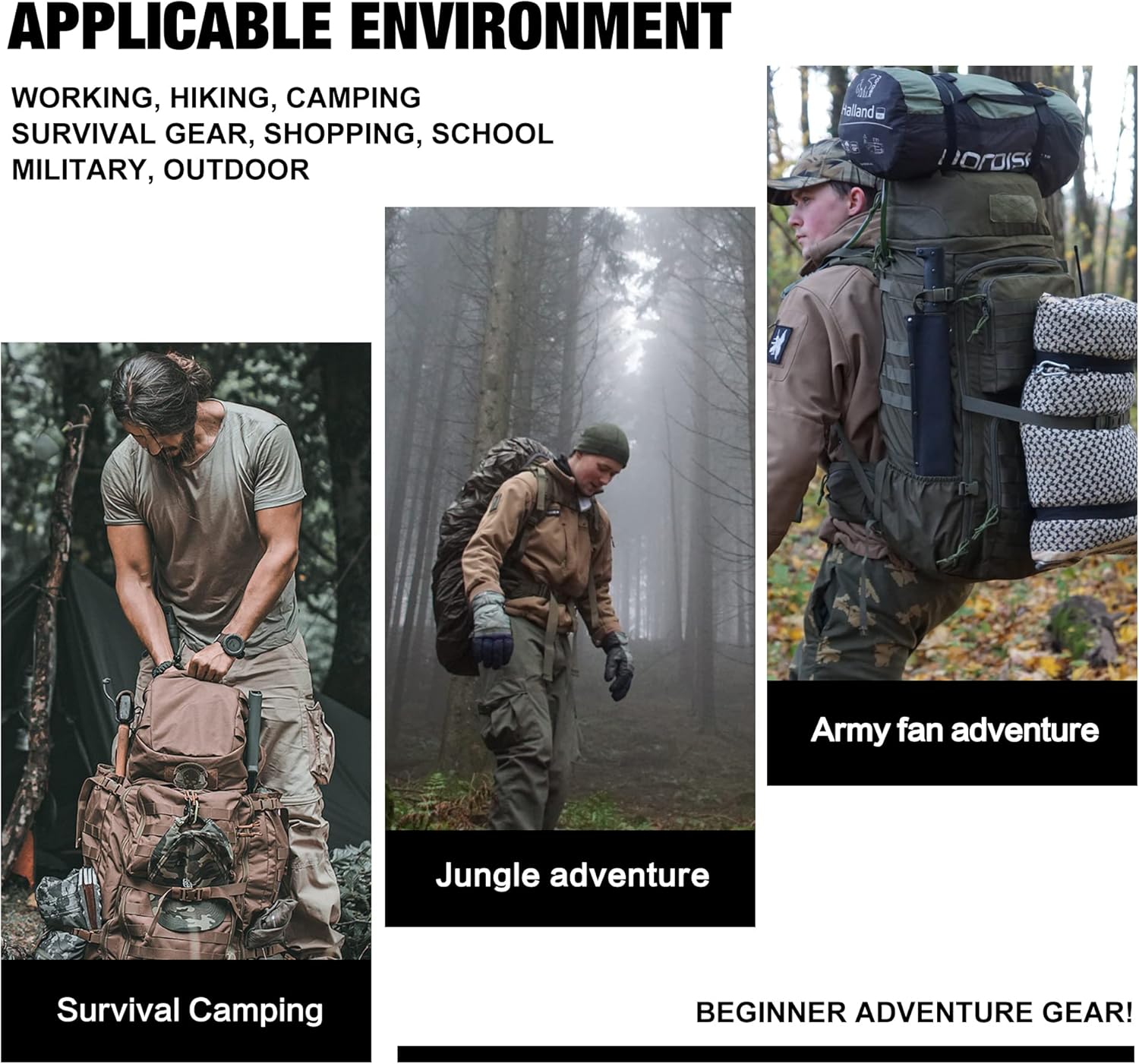 Mardingtop Mochilas tácticas de 35L Molle senderismo mochilas para acampar senderismo militar viaje motocicleta (con cubierta de lluvia)