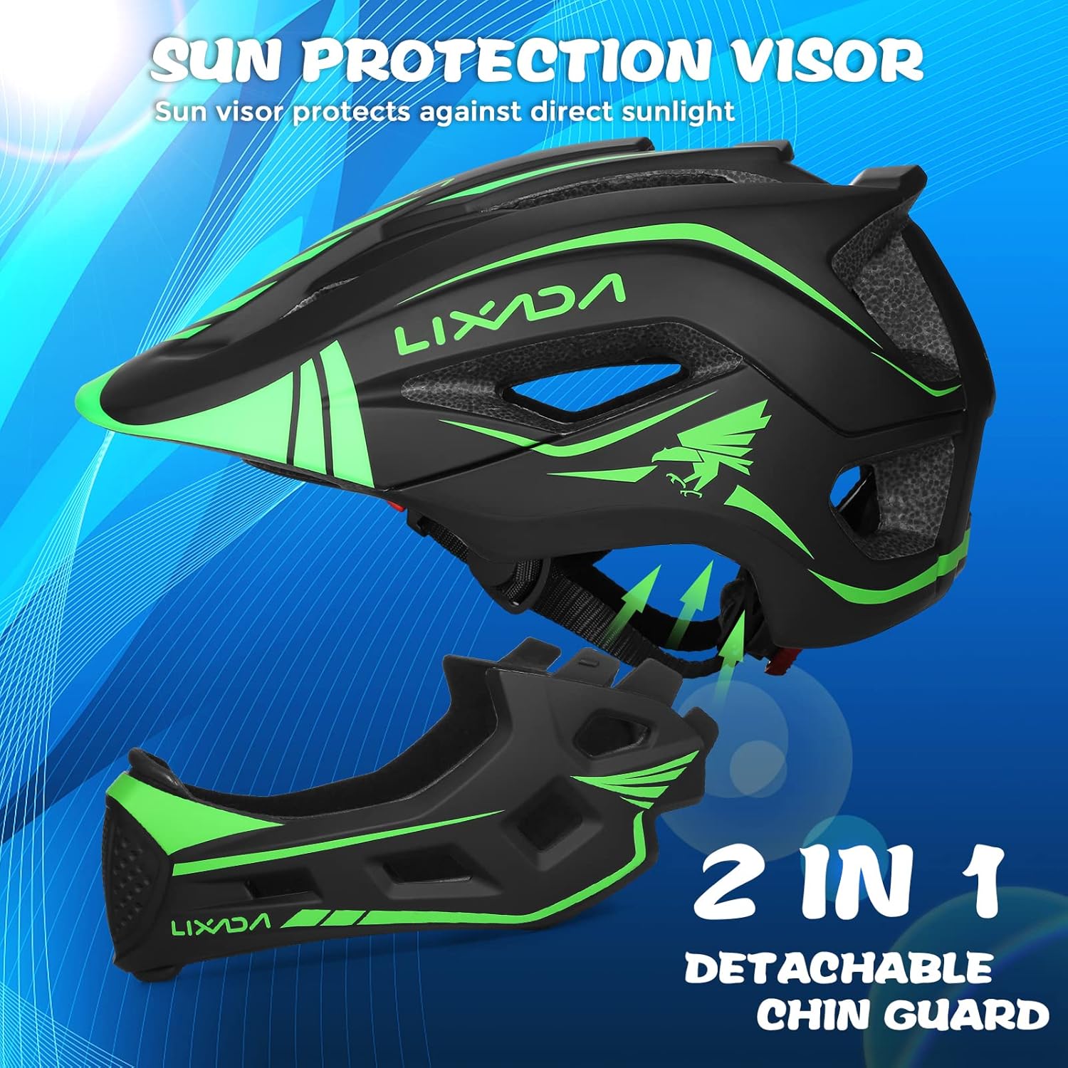 Lixada Casco de ciclismo para niños, casco de ciclismo desmontable ajustable para niños, bicicleta, monopatín, equipo de protección (20.5-22