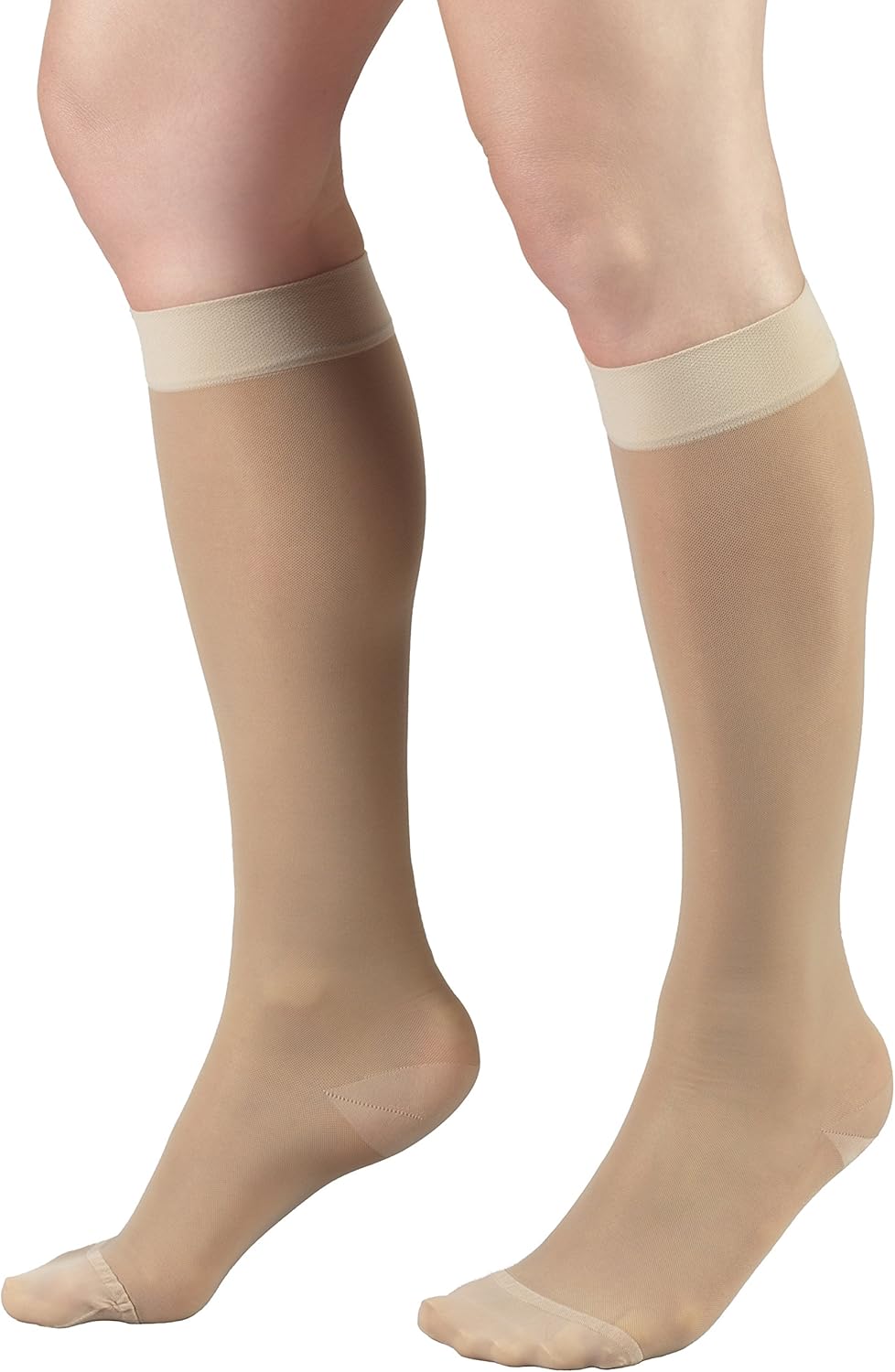 Truform – Medias de compresión traslúcidas para mujer, hasta la rodillas, 15-20 mmHg, 20 denier, color piel, talla S