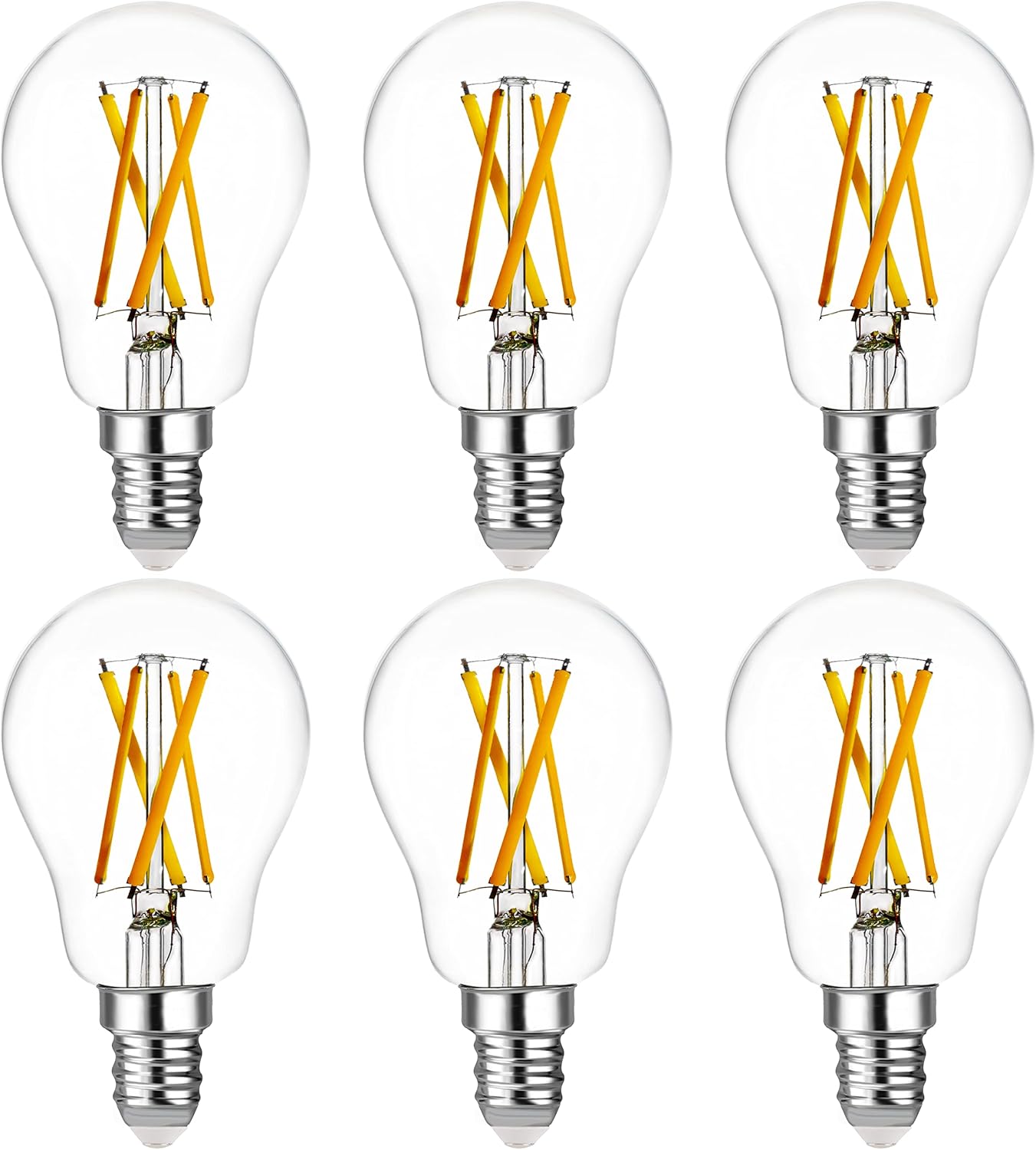 FLSNT Bombillas LED A15 E12 para candelabro equivalente a 60 W, bombillas LED Edison para candelabro, regulables, blanco suave de 2700 K, CRI alto