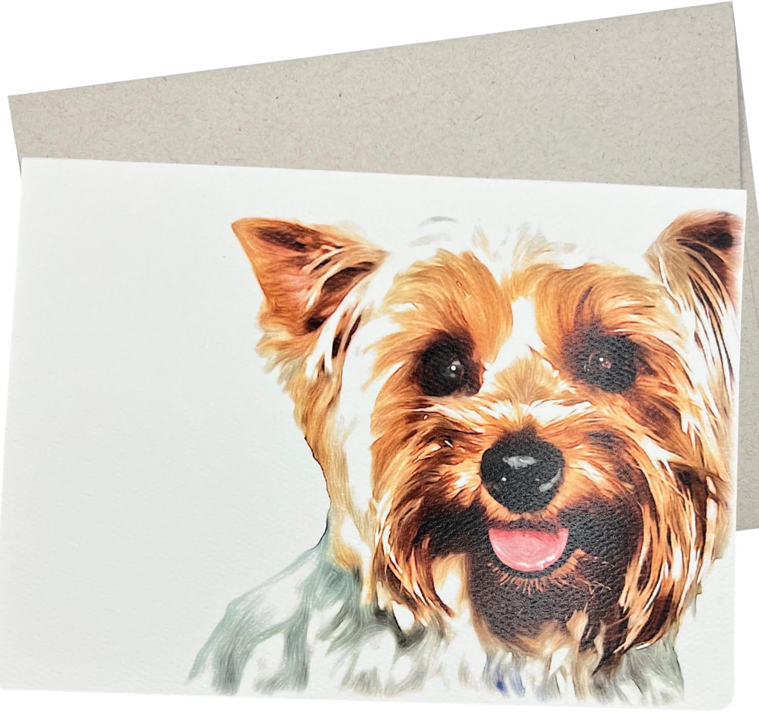 Yorkie – Tarjeta de felicitación (5 x 7 pulgadas y interior en blanco para todas las ocasiones), lindo Yorkshire Terrier en tarjeta para cumpleaños,