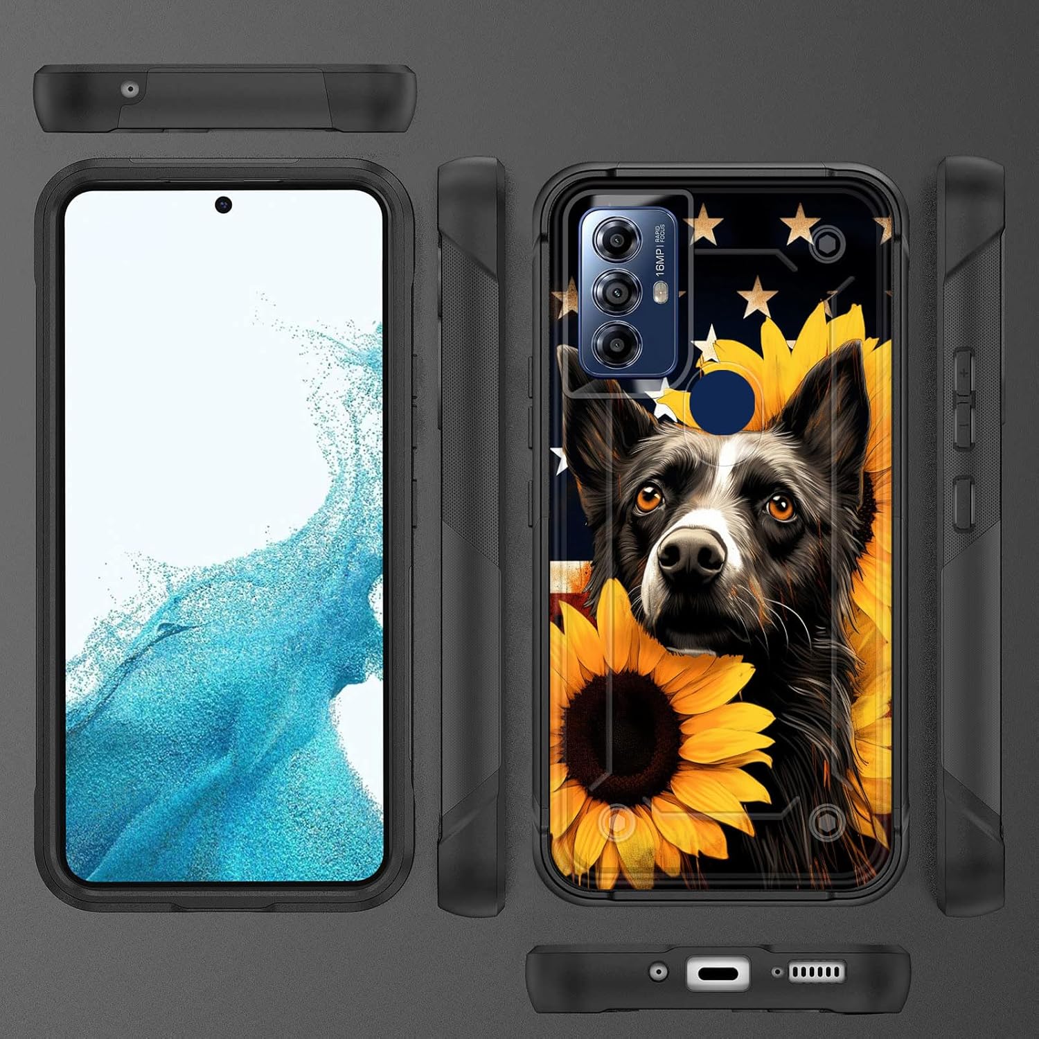 wiaekosef Funda para Motorola Moto G PureG Power 2022G Play 2023, resistente de doble capa de policarbonato duro y silicona suave resistente a