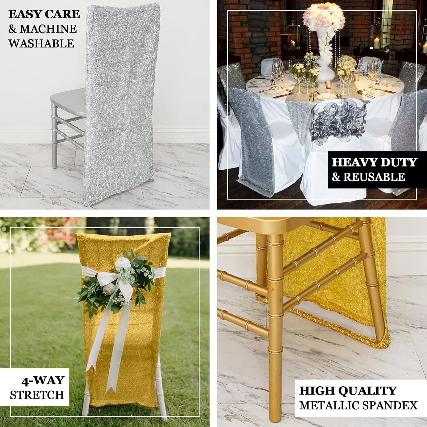 Efavormart My Dreamy – Funda para silla de elastano, lavable, para banquetes de boda, comedor, fiesta, eventos, color dorado