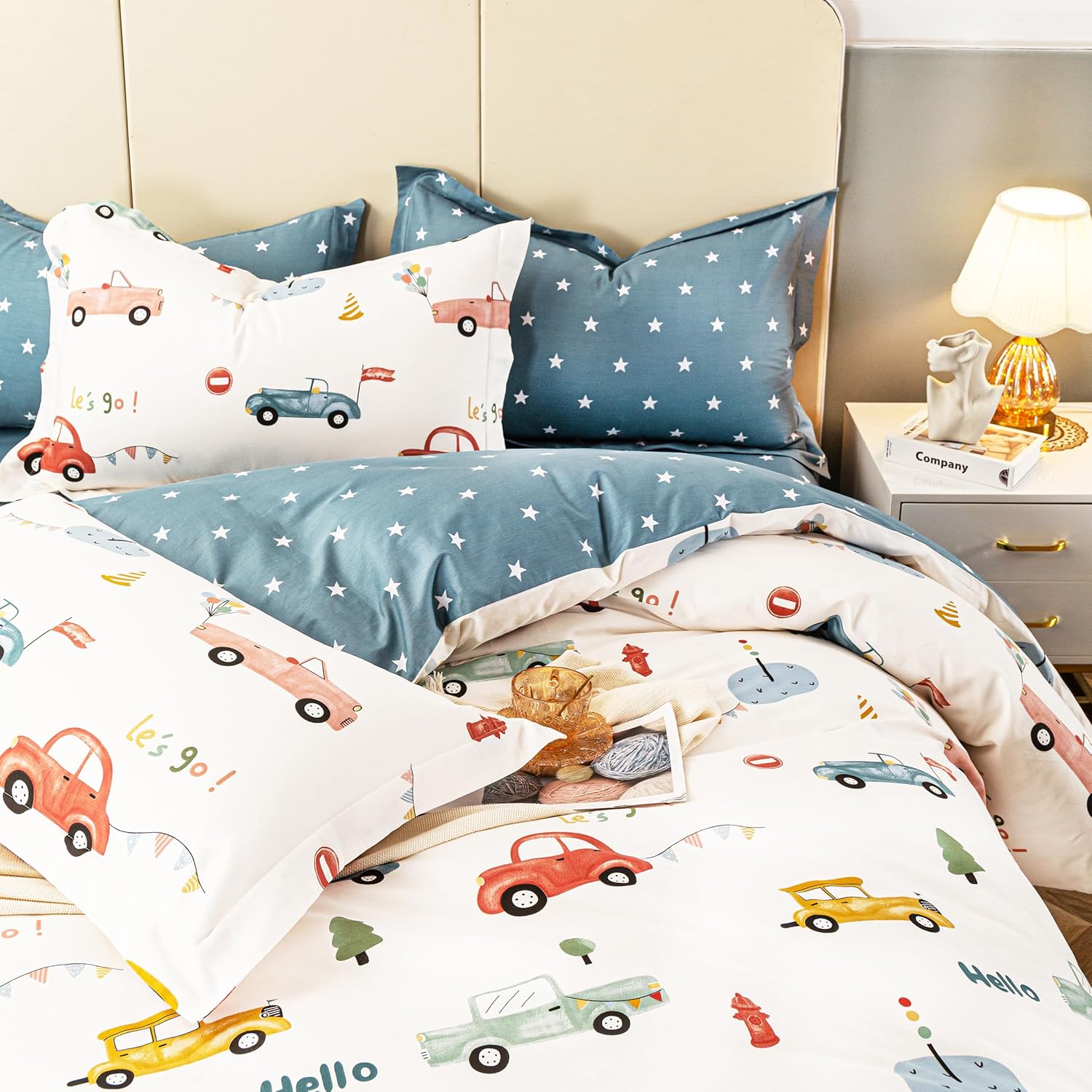 MEJU Bonita y adorable funda de edredón 100% algodón de 59 x 78 pulgadas + funda de almohada de 20 x 30 pulgadas, juego de ropa de cama con cierre